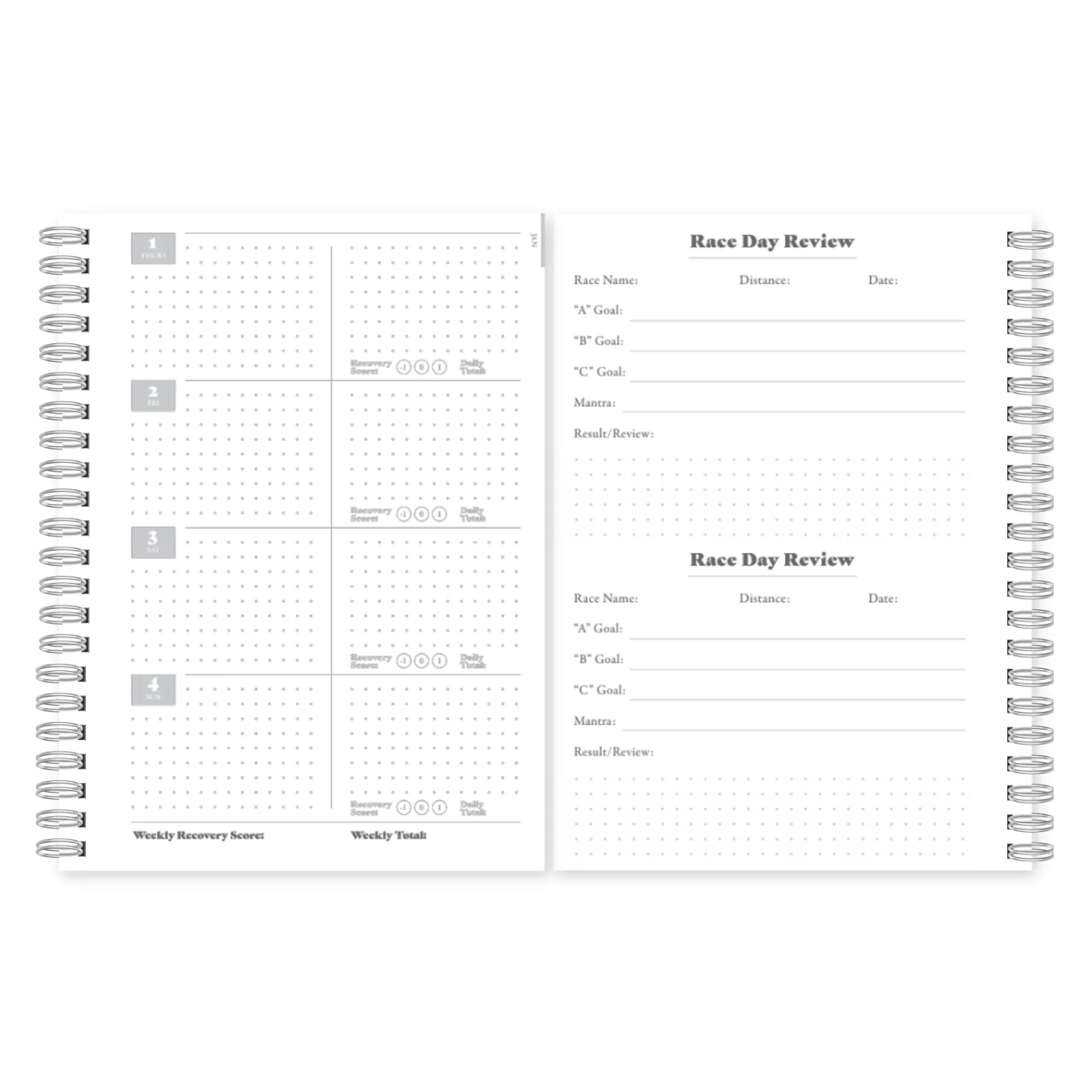2026 Runner's Training Log + Daily Planner - Green & Rose Gold - Image 4
