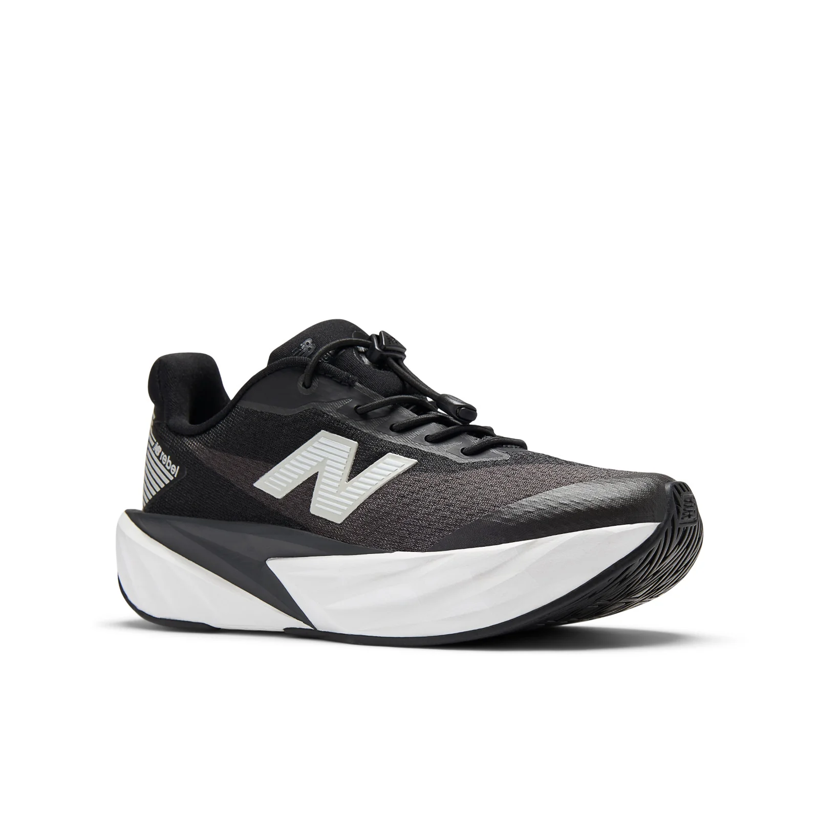 Little Kid's FuelCell Rebel Bungee Lace w/Toggle (8P5 - Black/White) - Image 3