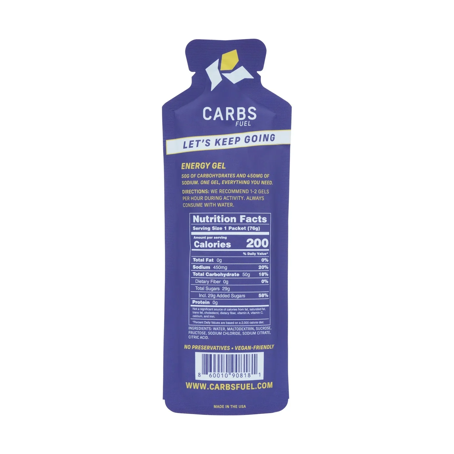 Carbs Fuel Salted Original 50g Energy Gel - Image 2
