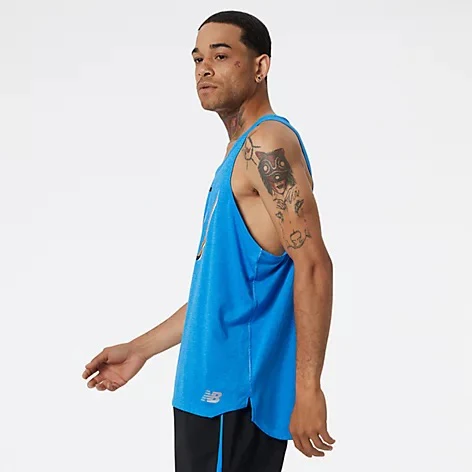 Men's Graphic Impact Run Singlet (SB8 - Serene Blue/Heather) - Image 3