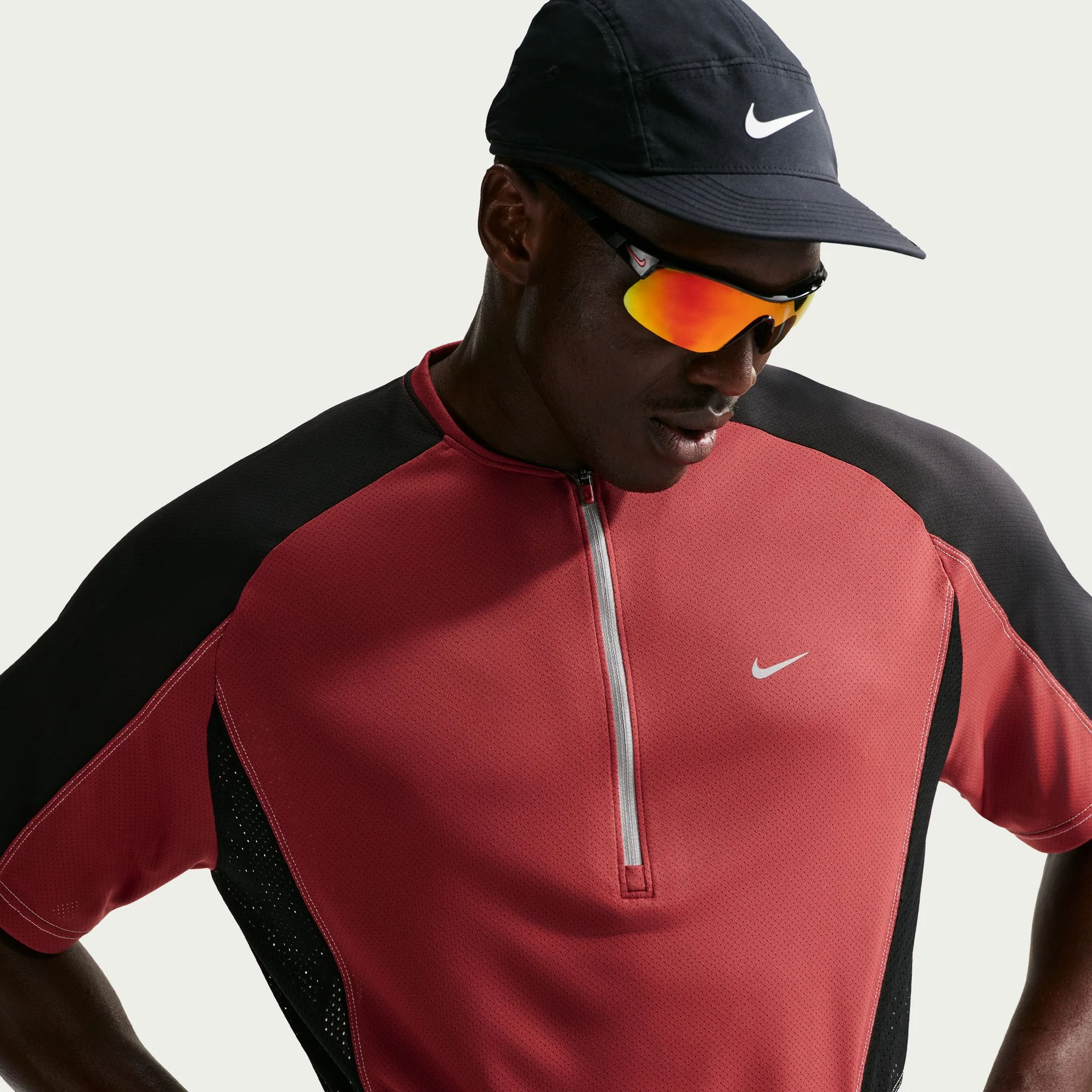 Men's Retro Dri-Fit Short-Sleeve Running Top (613 - Team Crimson/Black/Reflective Silver) - Image 4