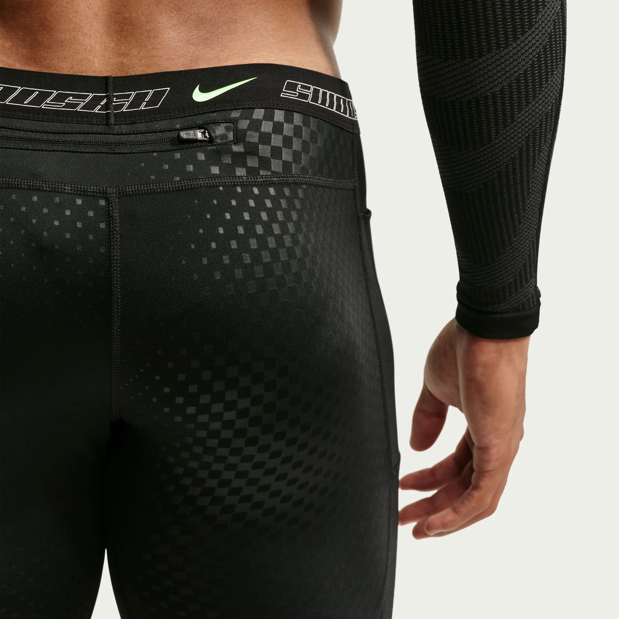 Men's Stride Dri-FIT 1/2-Length Running Tights (010 - Black/Illusion Green/Reflective Silver) - Image 4