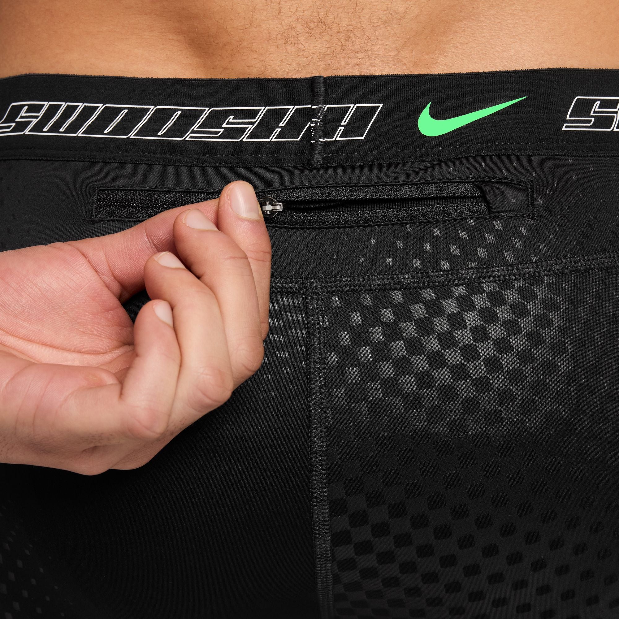 Men's Stride Dri-FIT 1/2-Length Running Tights (010 - Black/Illusion Green/Reflective Silver) - Image 7