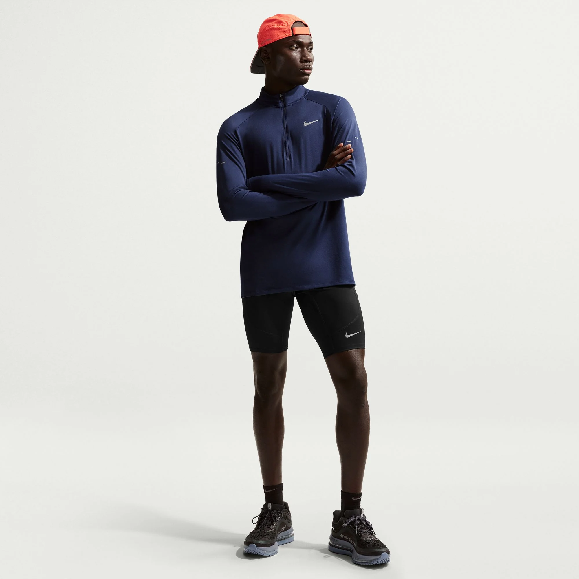 Men's Stride Dri-FIT 1/2-Length Running Tights (010 - Black/Reflective Silver) - Image 3