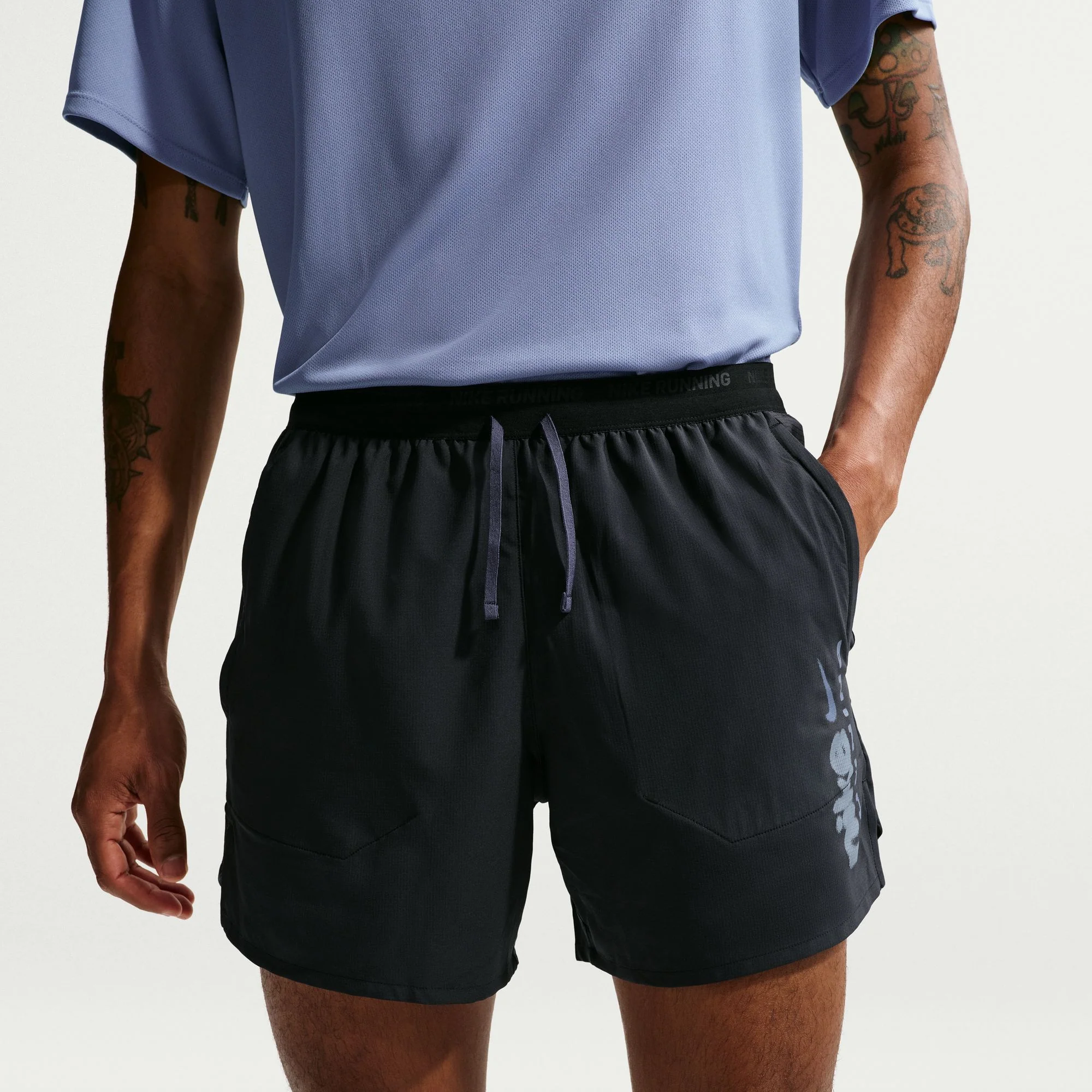 Men's Stride Dri-FIT 5" Brief-Lined Running Shorts (010 - Black/Thunder Blue)