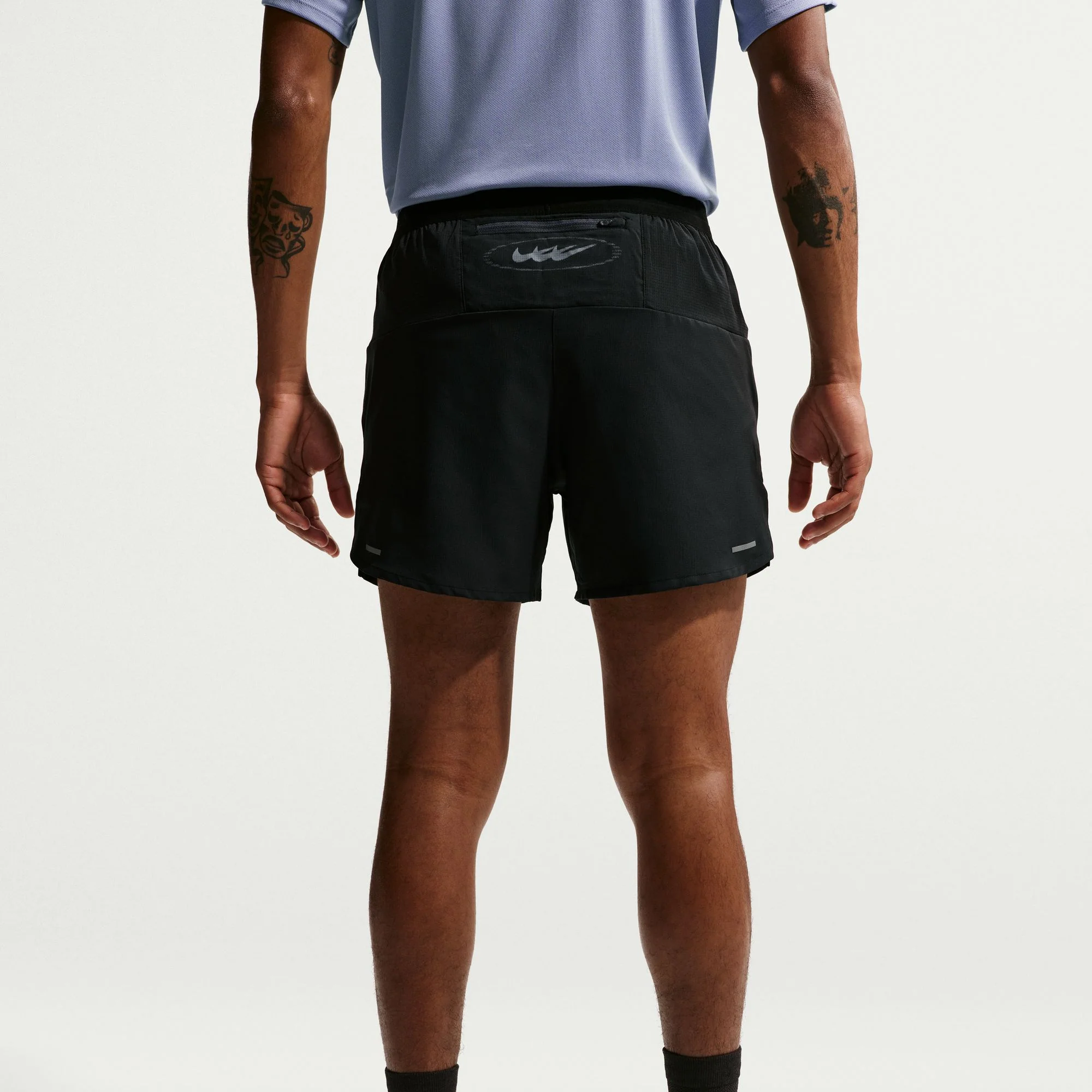 Men's Stride Dri-FIT 5" Brief-Lined Running Shorts (010 - Black/Thunder Blue) - Image 2