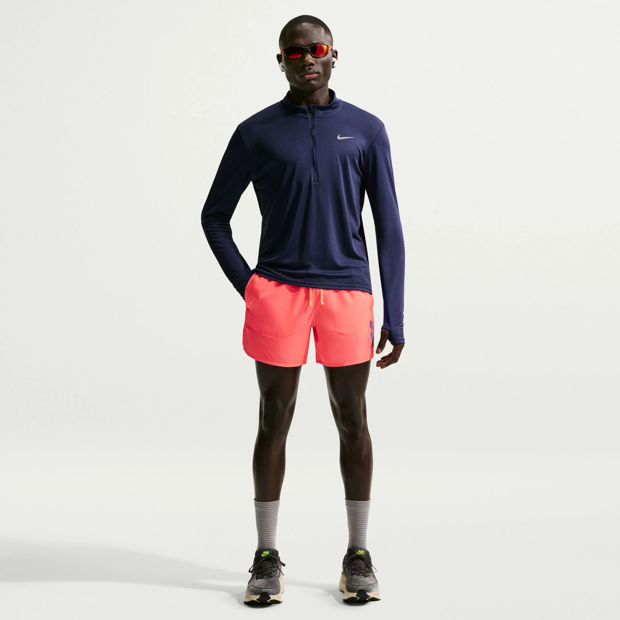 Men's Stride Dri-FIT 5" Brief-Lined Running Shorts (812 - Hot Lava/Orange Pulse) - Image 2