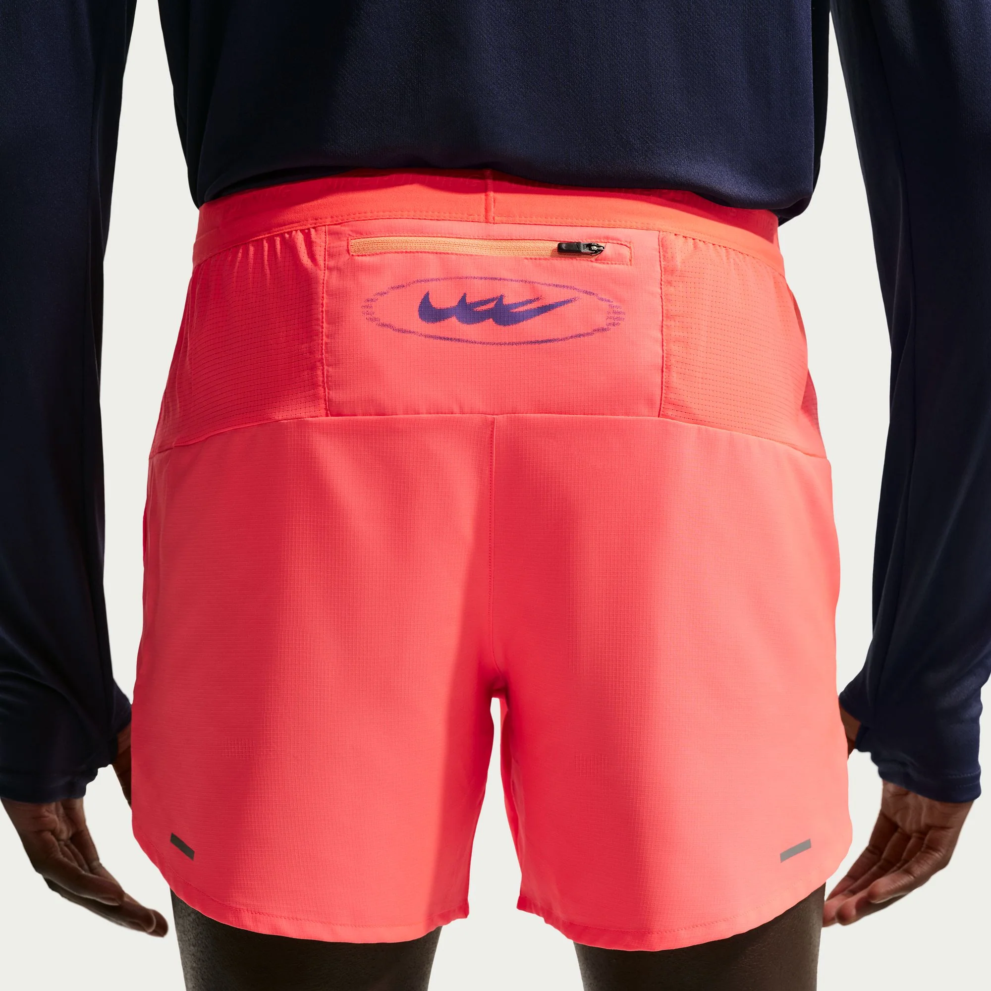 Men's Stride Dri-FIT 5" Brief-Lined Running Shorts (812 - Hot Lava/Orange Pulse) - Image 4