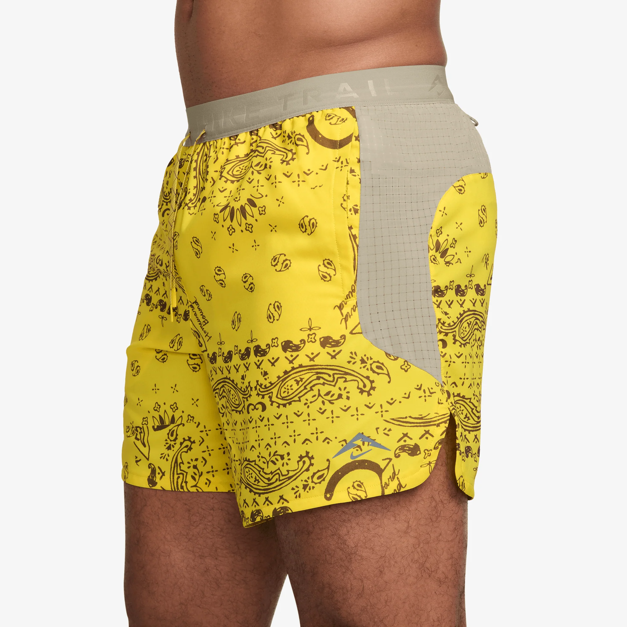 Men's Trail Dri-FIT 6" Brief-Lined Running Shorts (718 - Lightening/Desert Khaki/Black) - Image 3