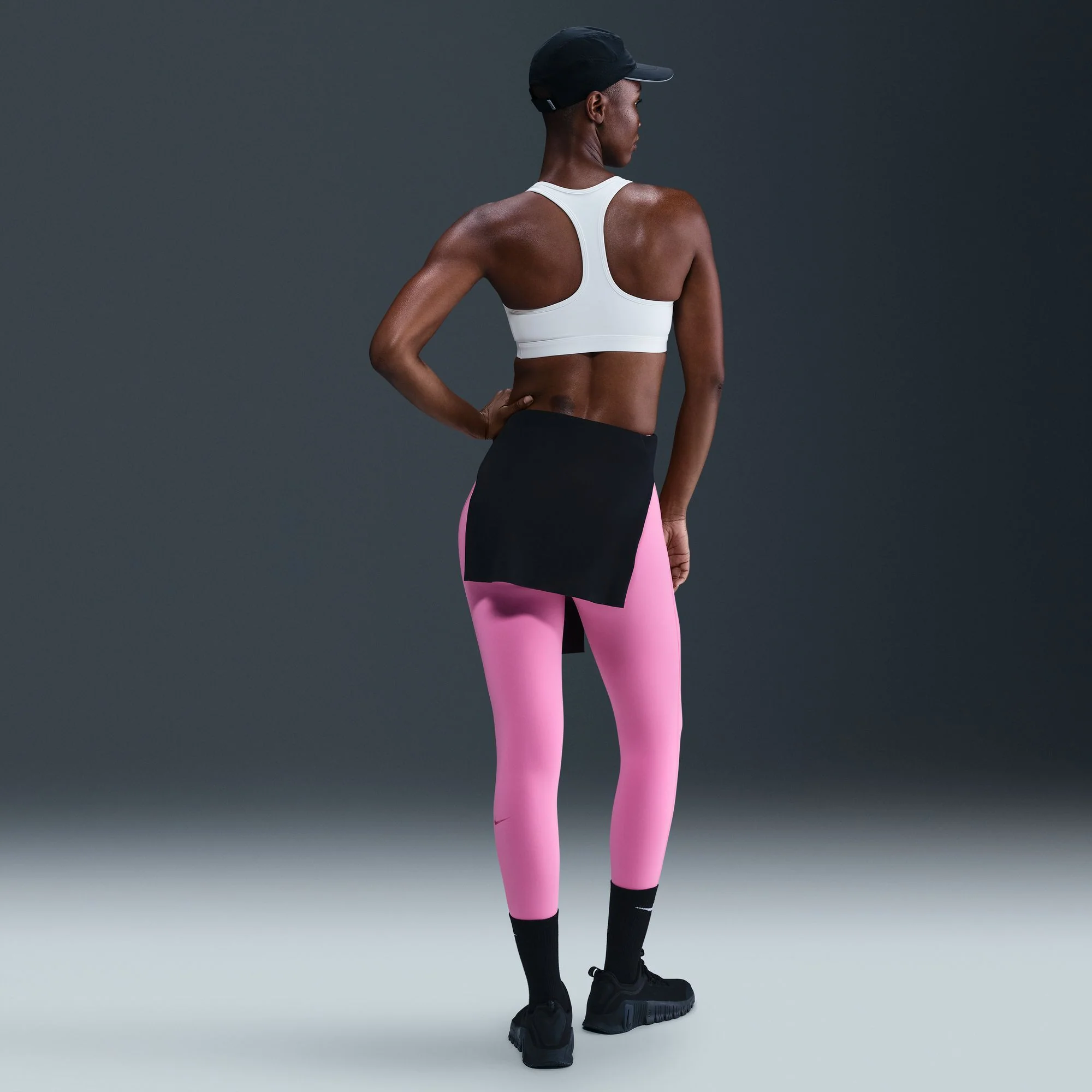 Women’s Swoosh Medium-Support Non-Padded Sports Bra (100 - White/Black) - Image 3