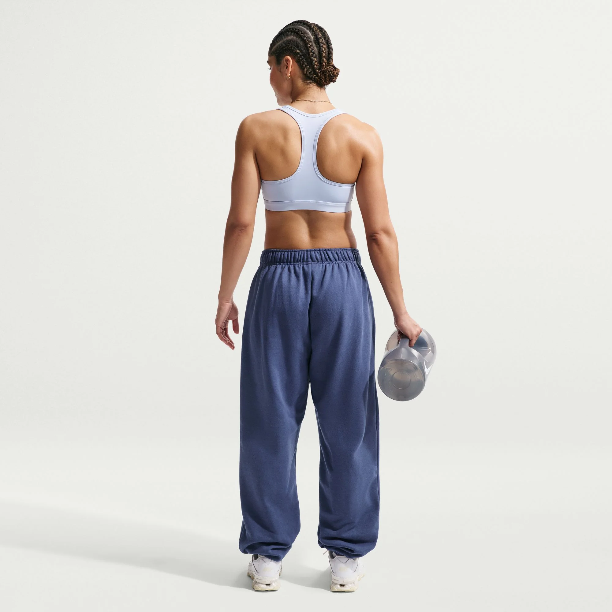 Women’s Swoosh Medium-Support Non-Padded Sports Bra (408 - Hydrogen Blue/White) - Image 4