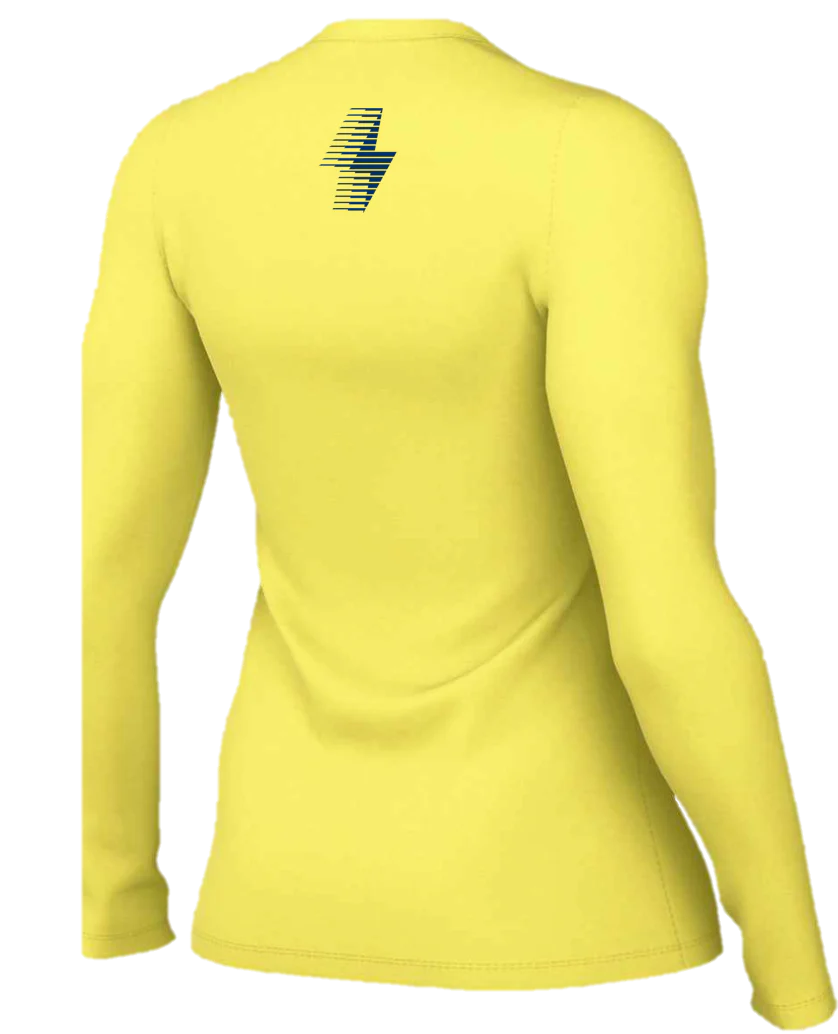 Women’s Nike x TCRC Legend Long Sleeve Tee (700 - Yellow Strike/Navy) - Image 2