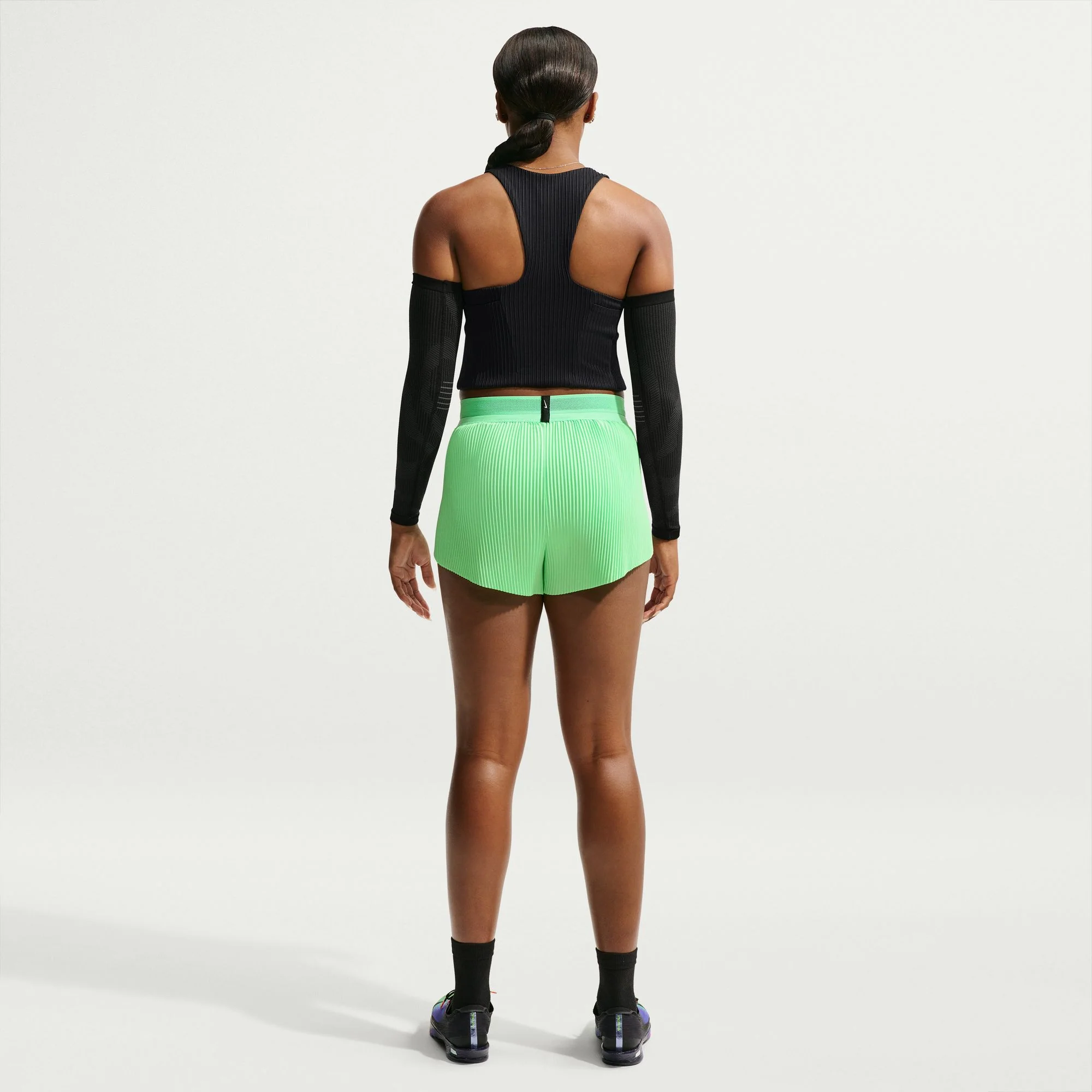 Women's AeroSwift Dri-FIT ADV Cropped Running Tank Top (010 - Black/White) - Image 3