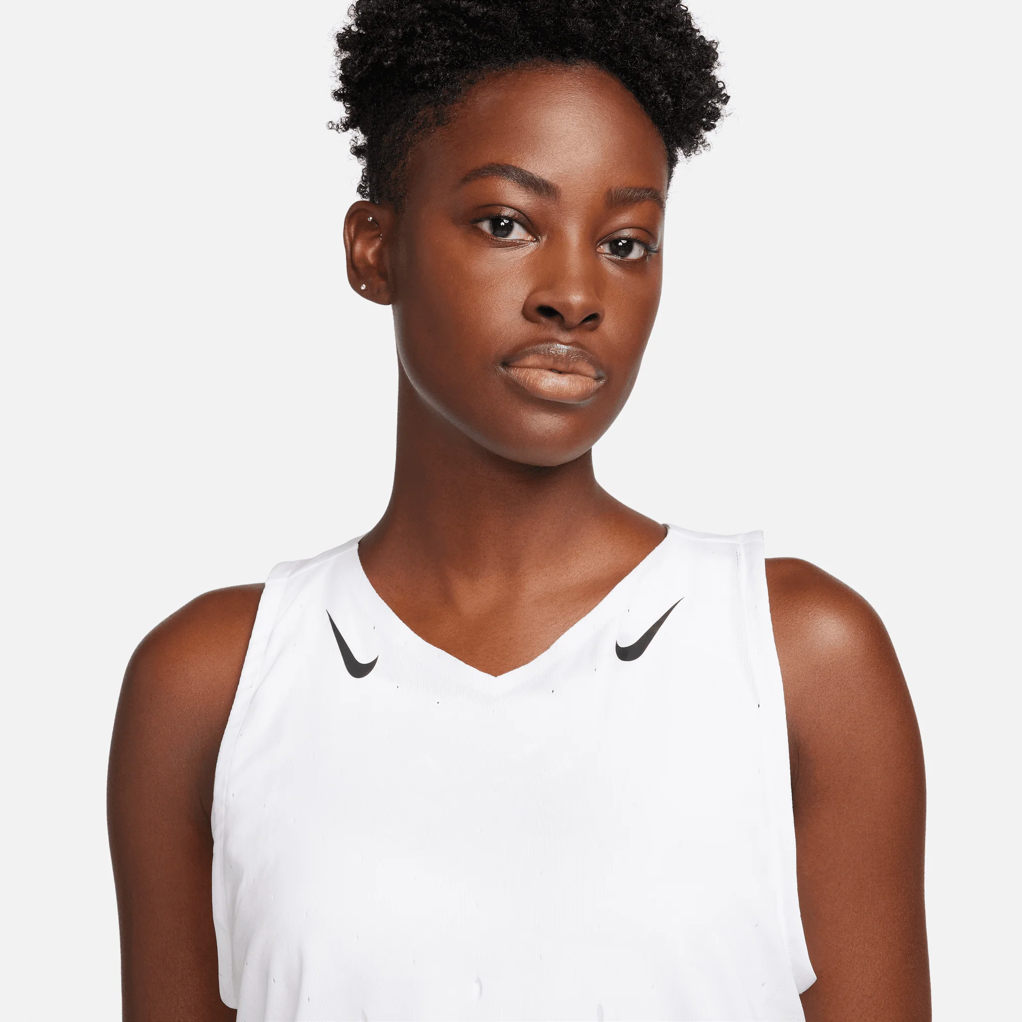 Women's AeroSwift DRI-FIT ADV Running Singlet (100 - White/Black) - Image 3