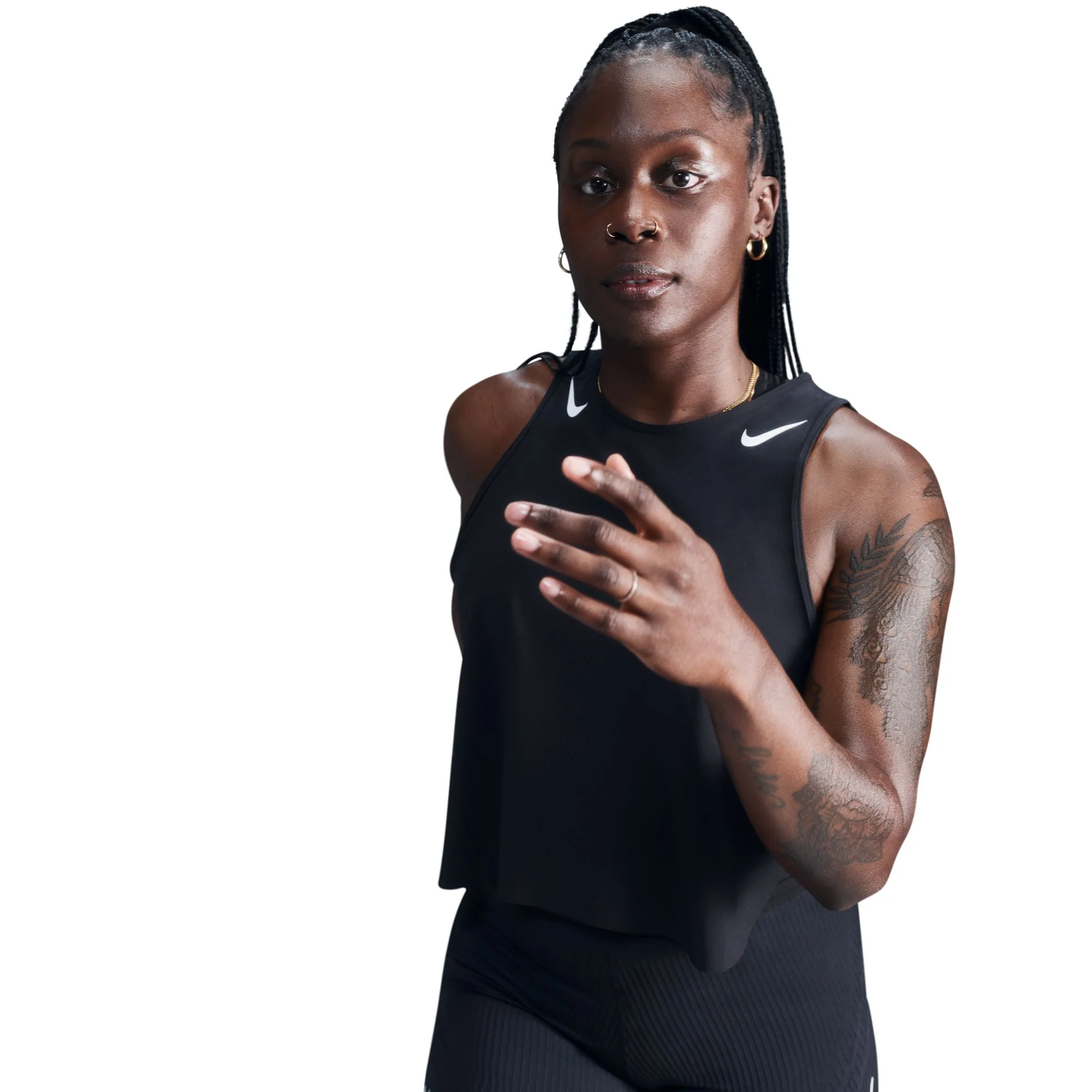 Women's AeroSwift Women's Dri-FIT ADV Cropped Running Tank Top (010 - Black/White) - Image 3