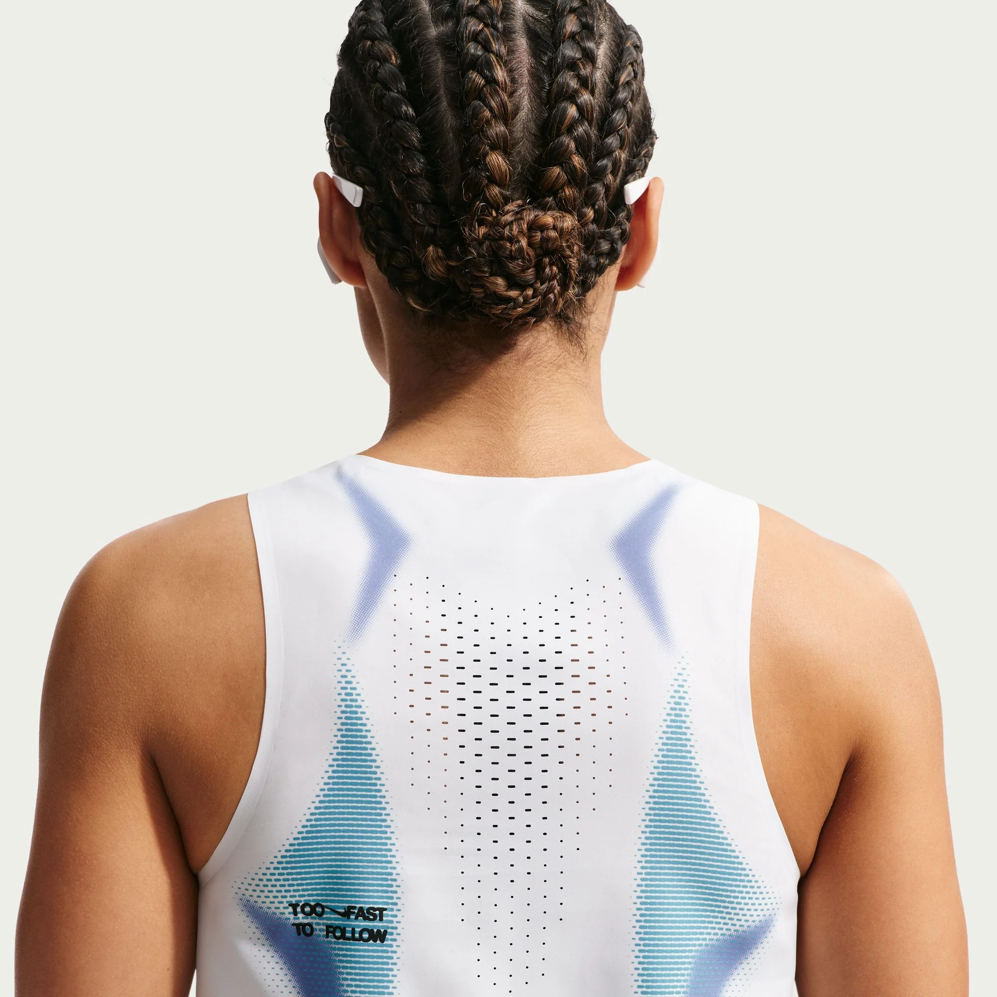 Women's AeroSwift Women's Dri-FIT ADV Cropped Running Tank Top (100 - White/Black/Black) - Image 4