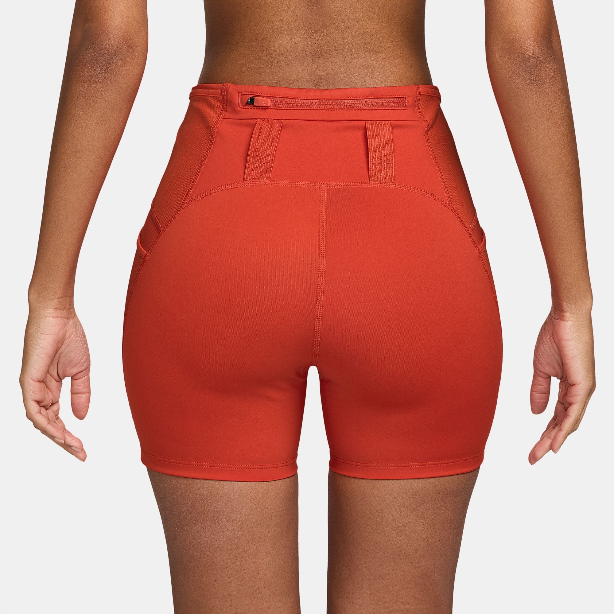 Women's Dri-FIT High-Waisted 4" Tight Running Shorts (633 - Picante Red/Black) - Image 2