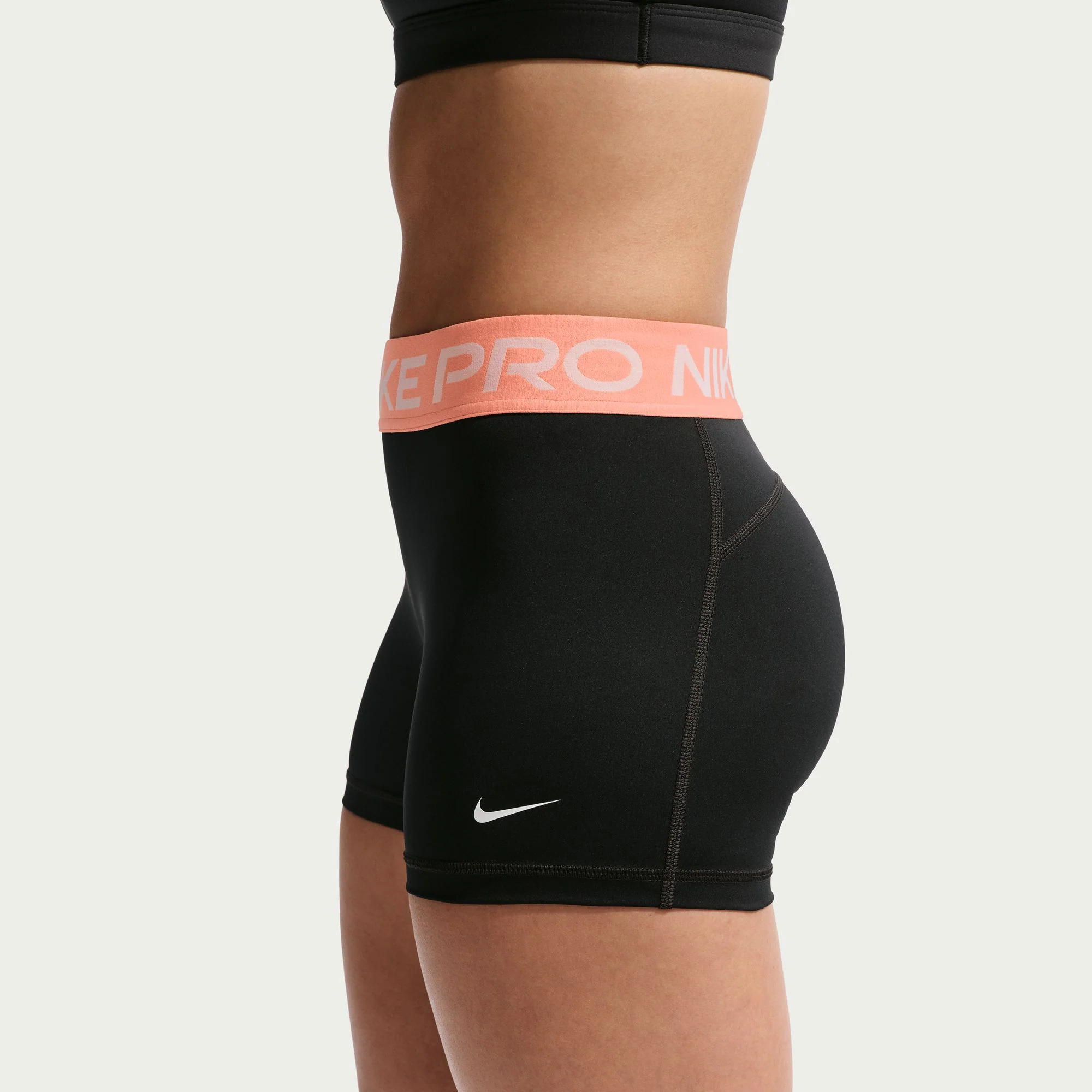 Women's Pro 3" Mid-Rise Biker Shorts (017 - Black/Crimson Bliss/White) - Image 2