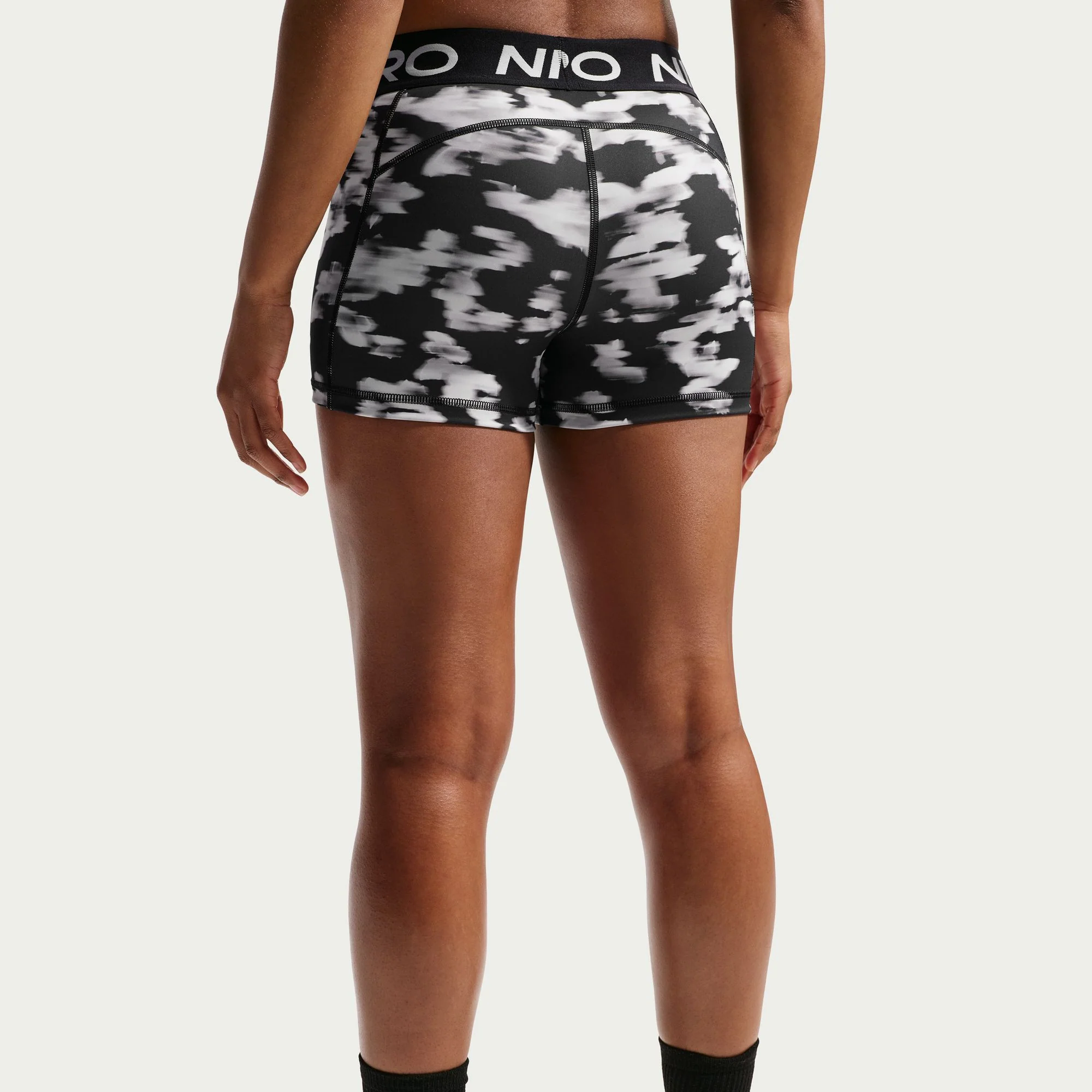 Women's Pro 3" Mid-Rise Printed Biker Shorts (010 - Black/White) - Image 2