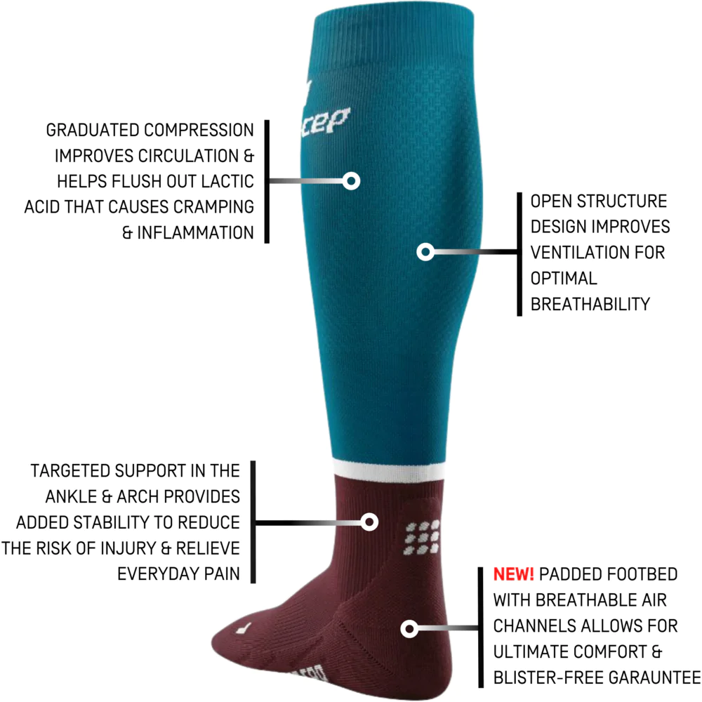 Women's Run Tall Socks 4.0 (Petrol/Dark Red) - Image 5