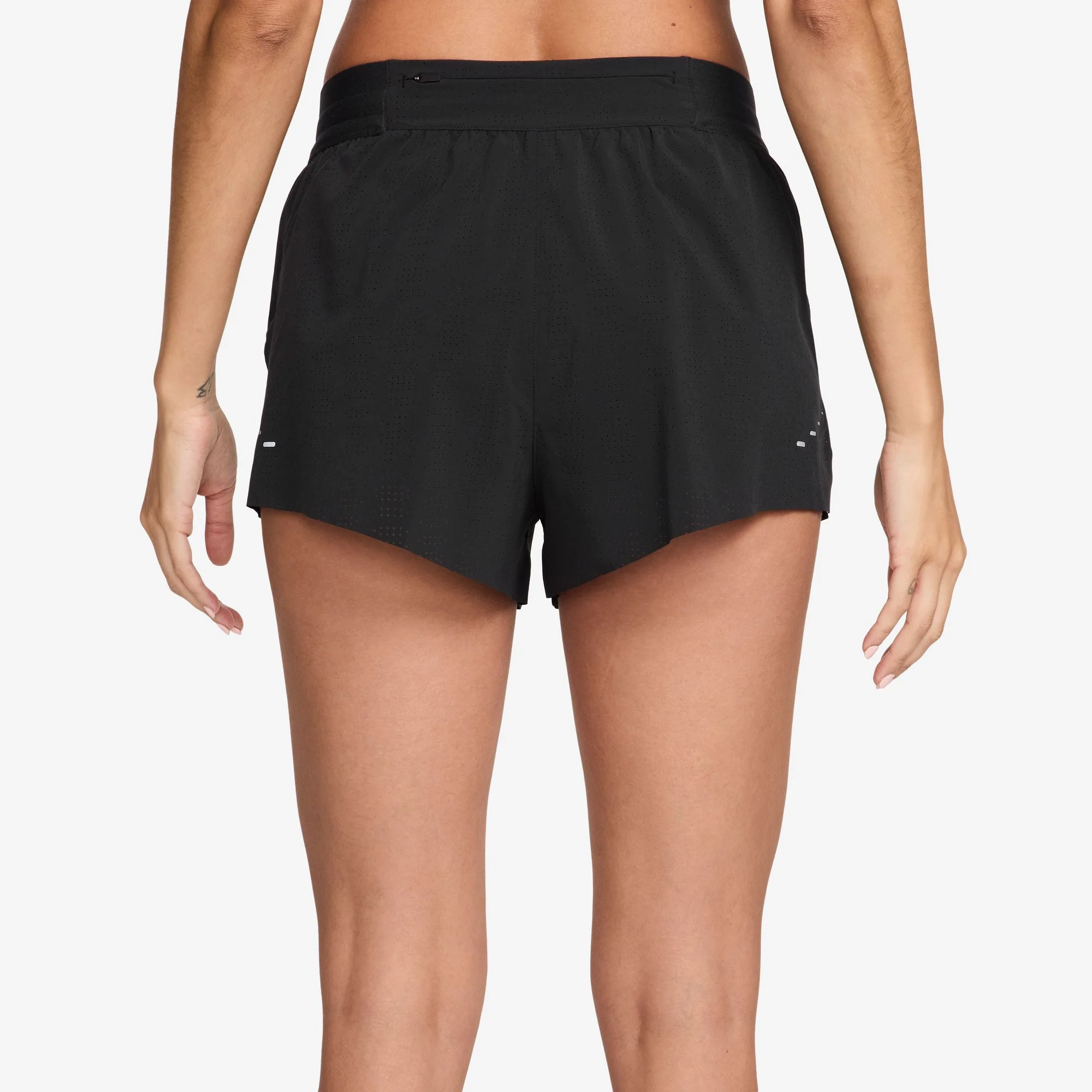 Women's Swift Breathe Dri-FIT Mid-Rise 2.5" Brief-Lined Running Shorts (010 - Black/Black/White/Reflective Silver) - Image 2