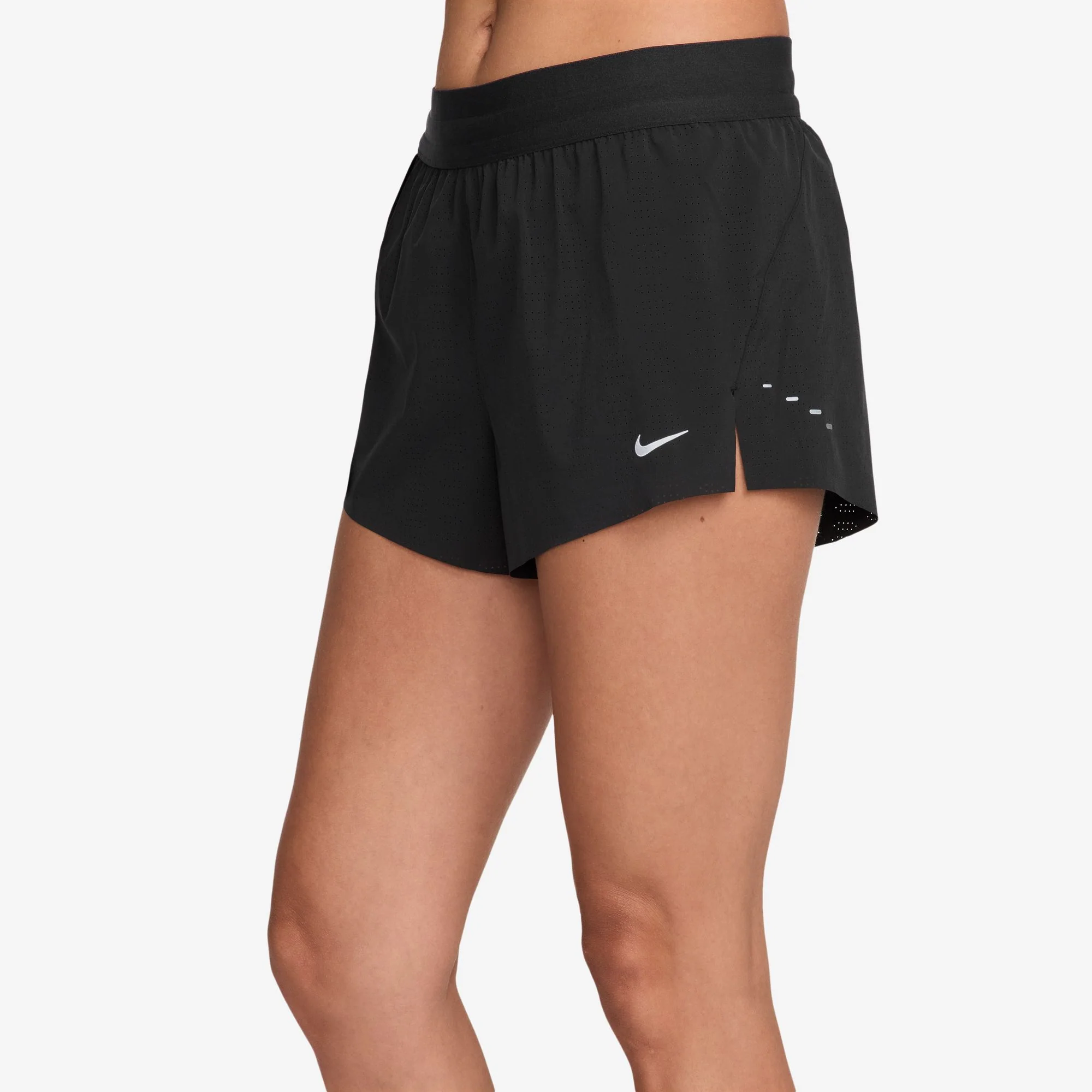 Women's Swift Breathe Dri-FIT Mid-Rise 2.5" Brief-Lined Running Shorts (010 - Black/Black/White/Reflective Silver) - Image 3