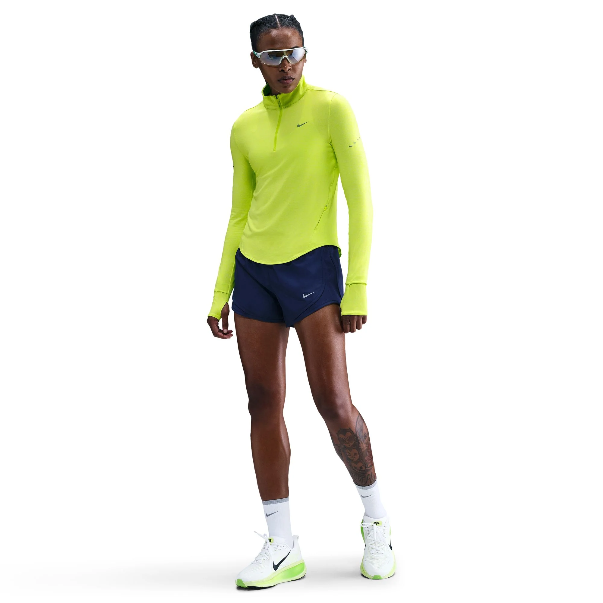 Women's Swift Dri-FIT UV 1/4-Zip Running Top (389 - Cyber/Heater/Reflective Silver)