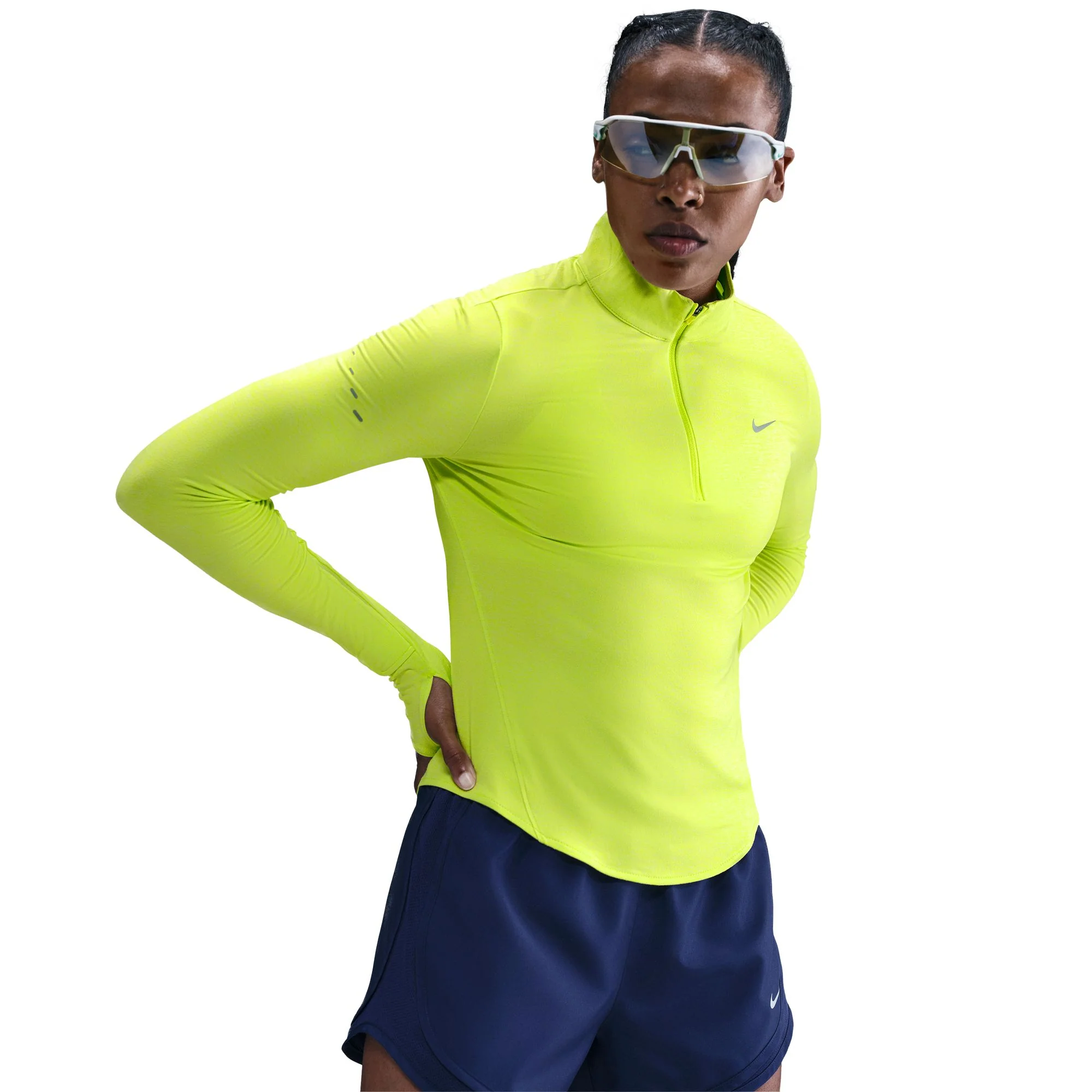 Women's Swift Dri-FIT UV 1/4-Zip Running Top (389 - Cyber/Heater/Reflective Silver) - Image 3