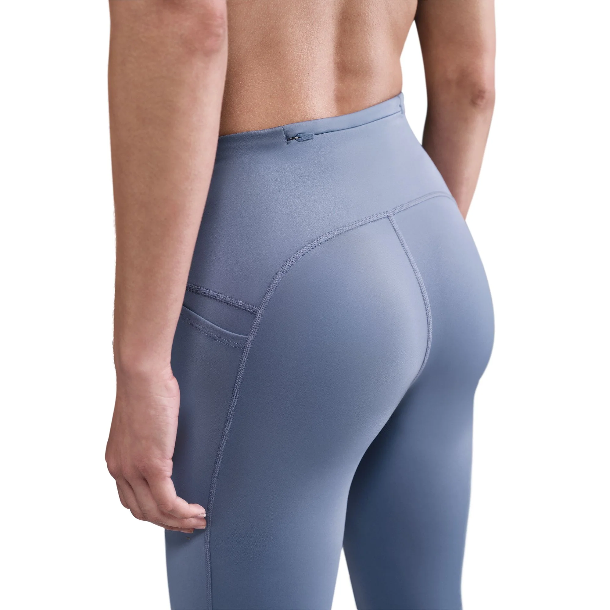 Women's Swift High-Waisted 7/8 Running Leggings with Pockets (499 - World Indigo/Reflective Silver) - Image 4