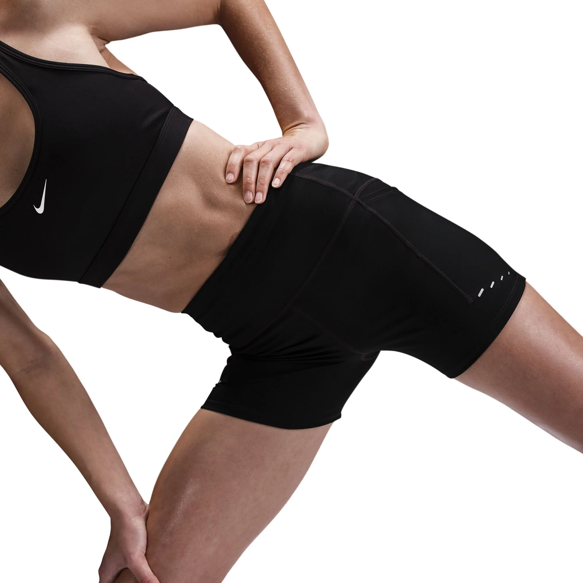 Women's Swift Women's High-Waisted 4" Tight Running Shorts with Pockets (010 - Black/Reflective Silver)