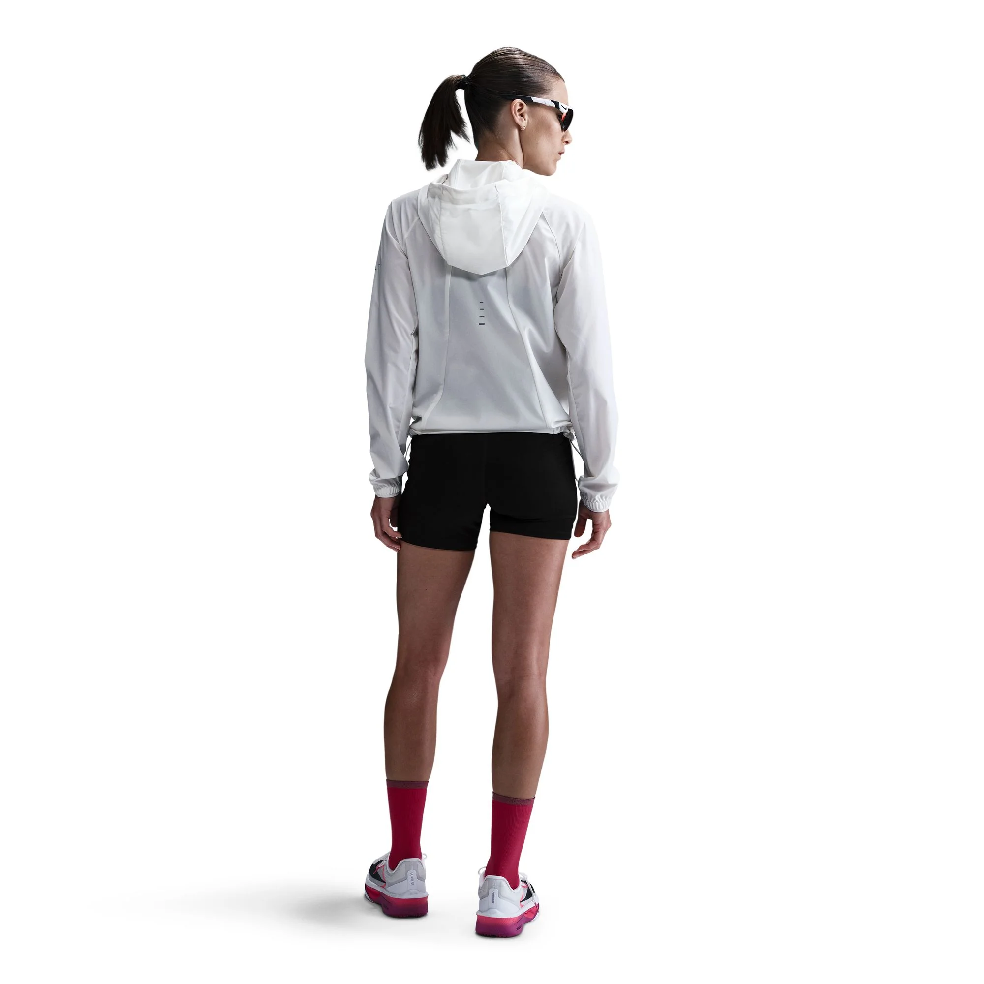 Women's Swift Women's High-Waisted 4" Tight Running Shorts with Pockets (010 - Black/Reflective Silver) - Image 3