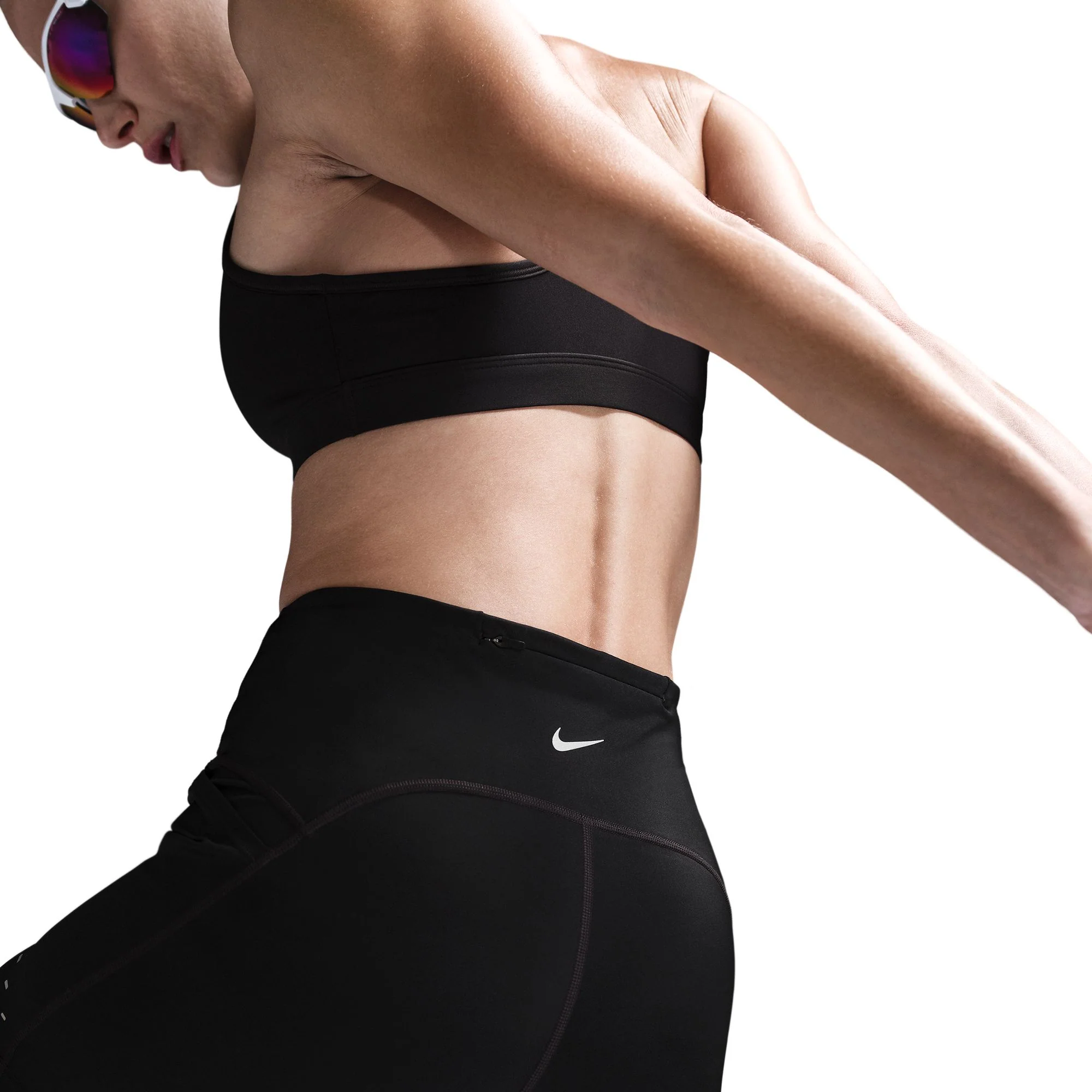 Women's Swift Women's High-Waisted 4" Tight Running Shorts with Pockets (010 - Black/Reflective Silver) - Image 5