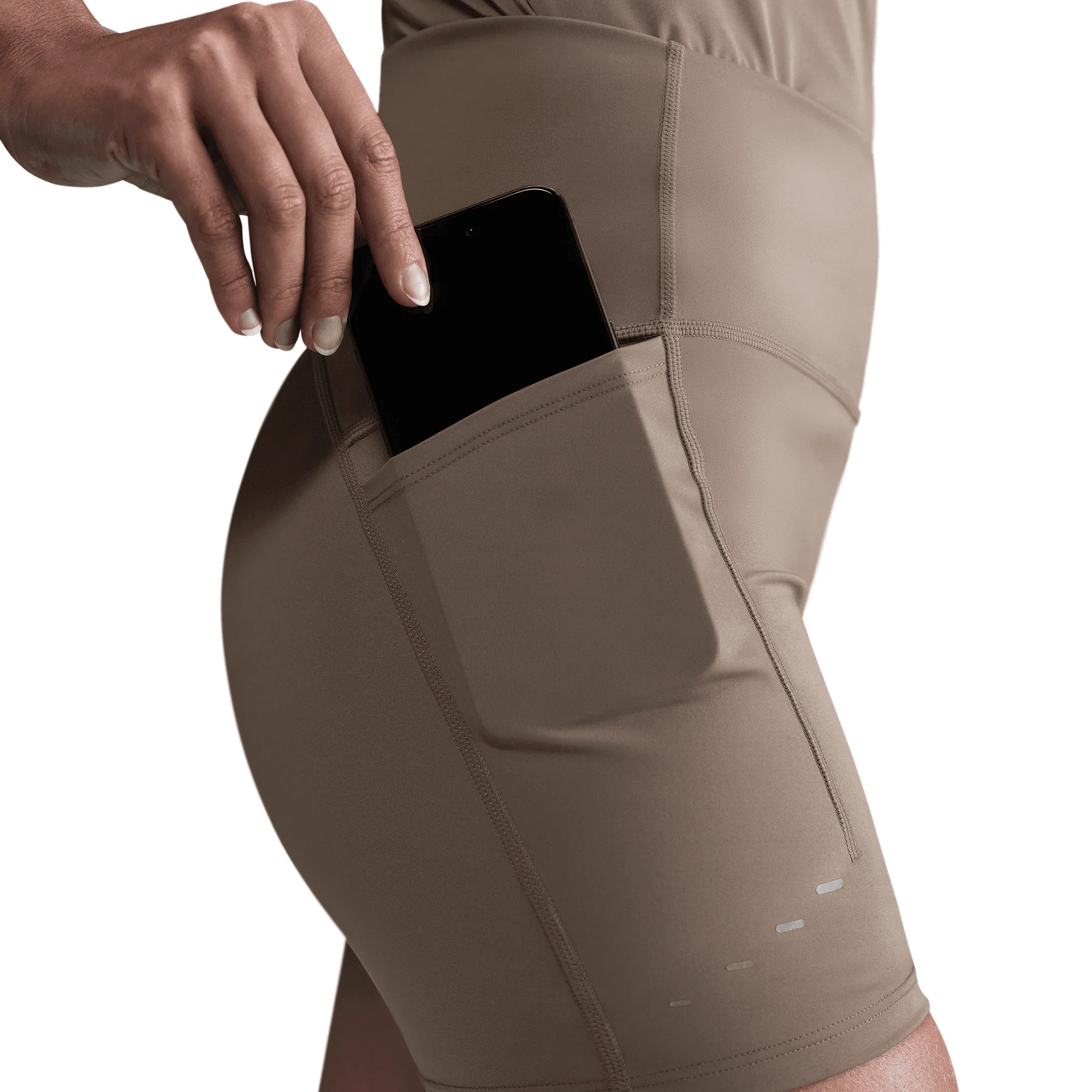 Women's Swift Women's High-Waisted 4" Tight Running Shorts with Pockets (233 - Mink Brown) - Image 3