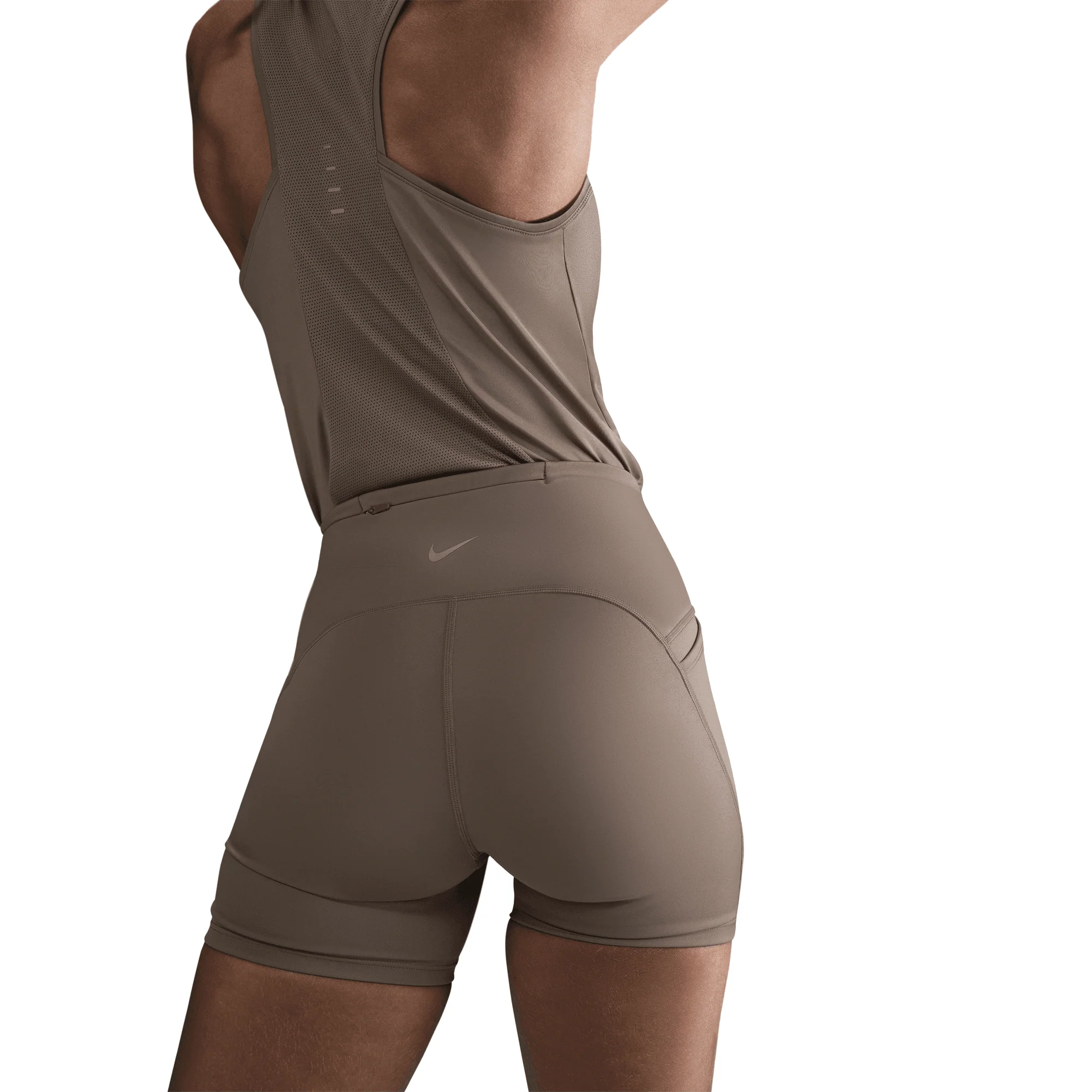 Women's Swift Women's High-Waisted 4" Tight Running Shorts with Pockets (233 - Mink Brown) - Image 4