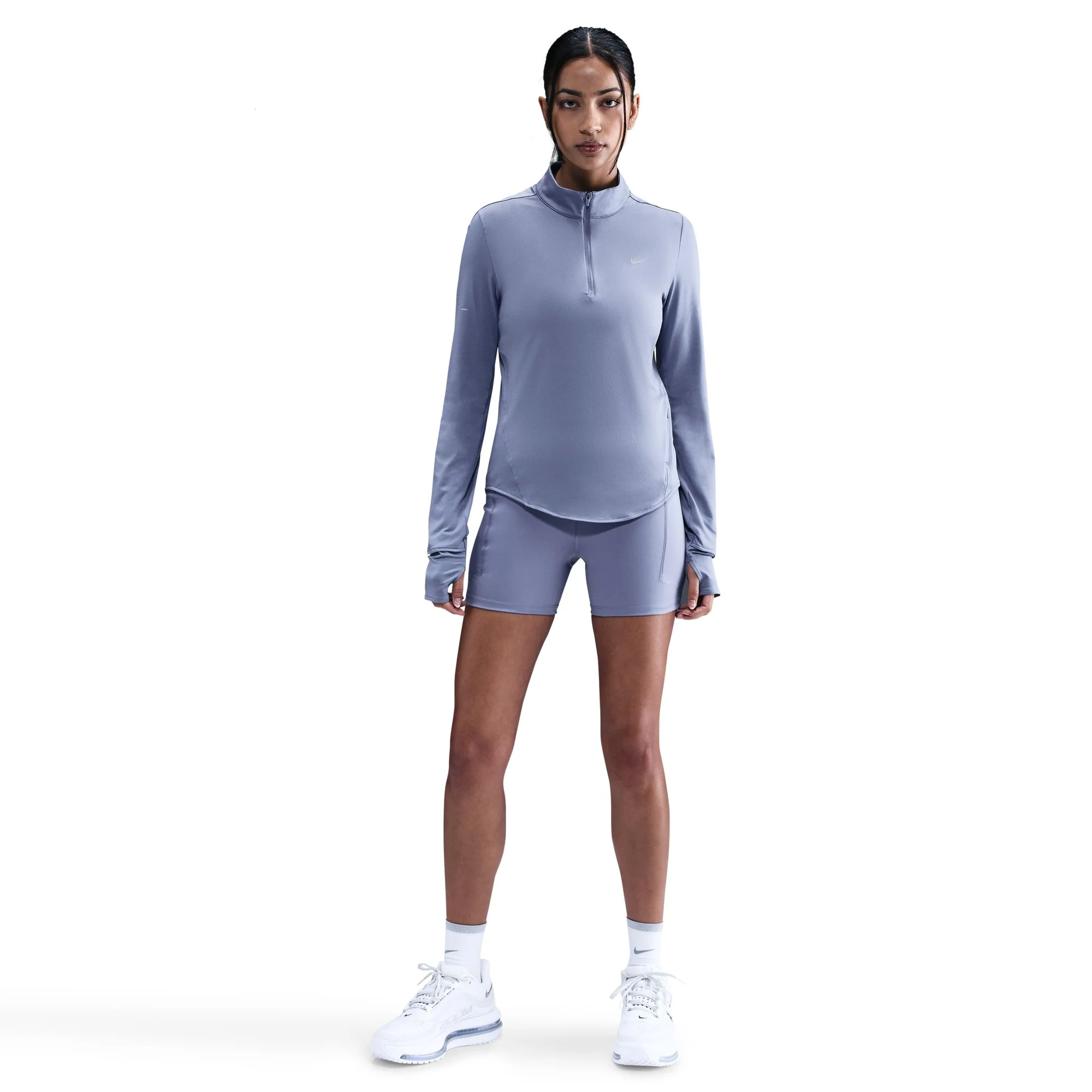 Women's Swift Women's High-Waisted 4" Tight Running Shorts with Pockets (499 - World Indigo/Reflective Silver) - Image 2