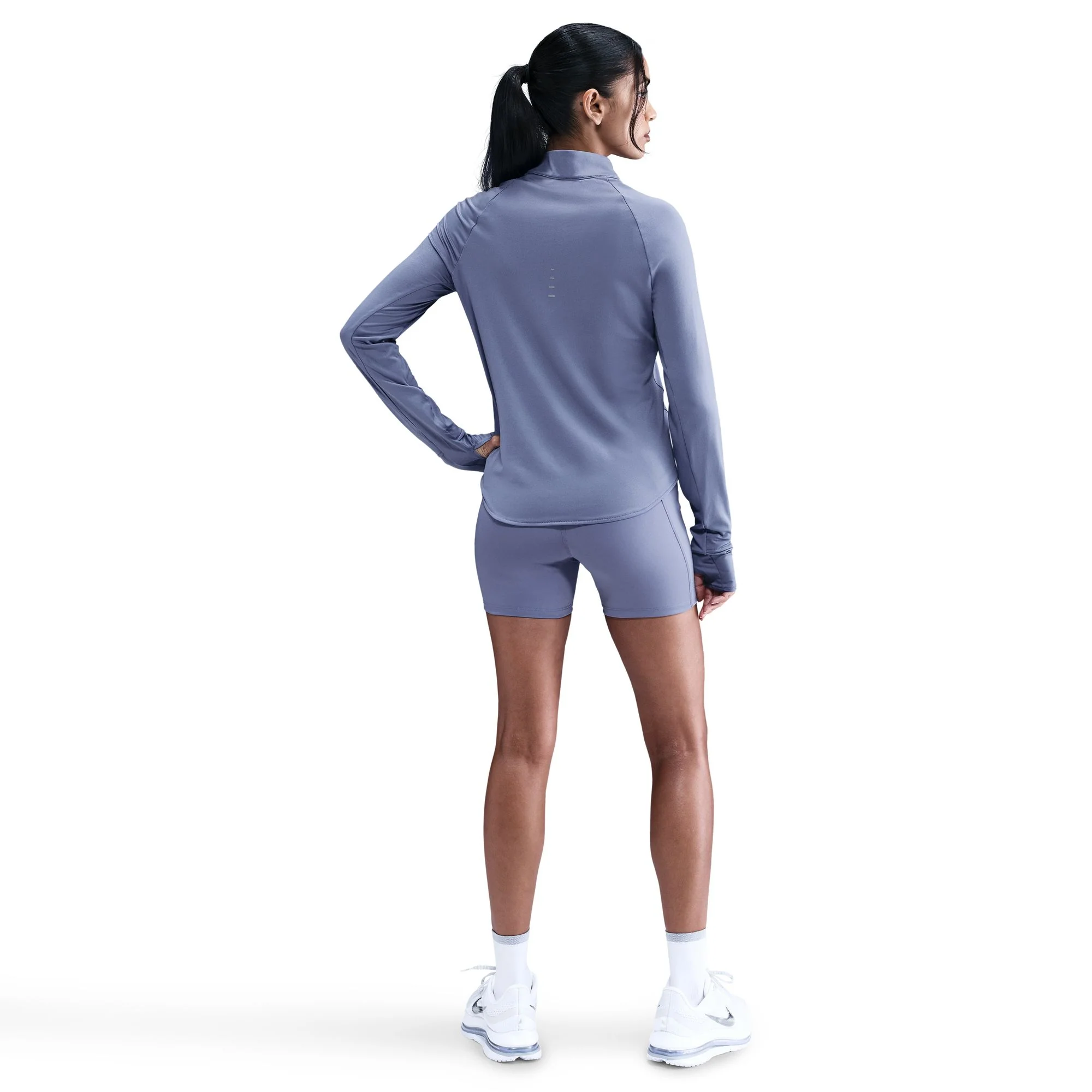Women's Swift Women's High-Waisted 4" Tight Running Shorts with Pockets (499 - World Indigo/Reflective Silver) - Image 3
