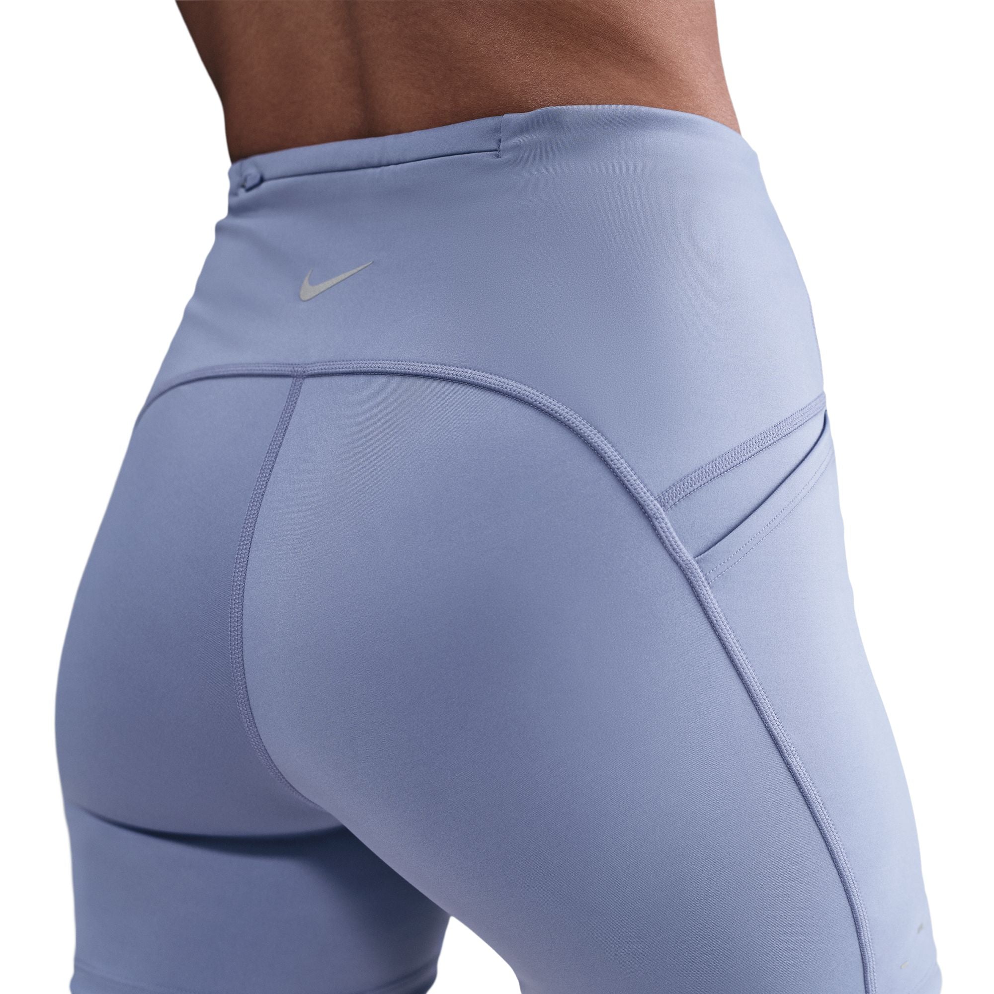 Women's Swift Women's High-Waisted 4" Tight Running Shorts with Pockets (499 - World Indigo/Reflective Silver) - Image 4
