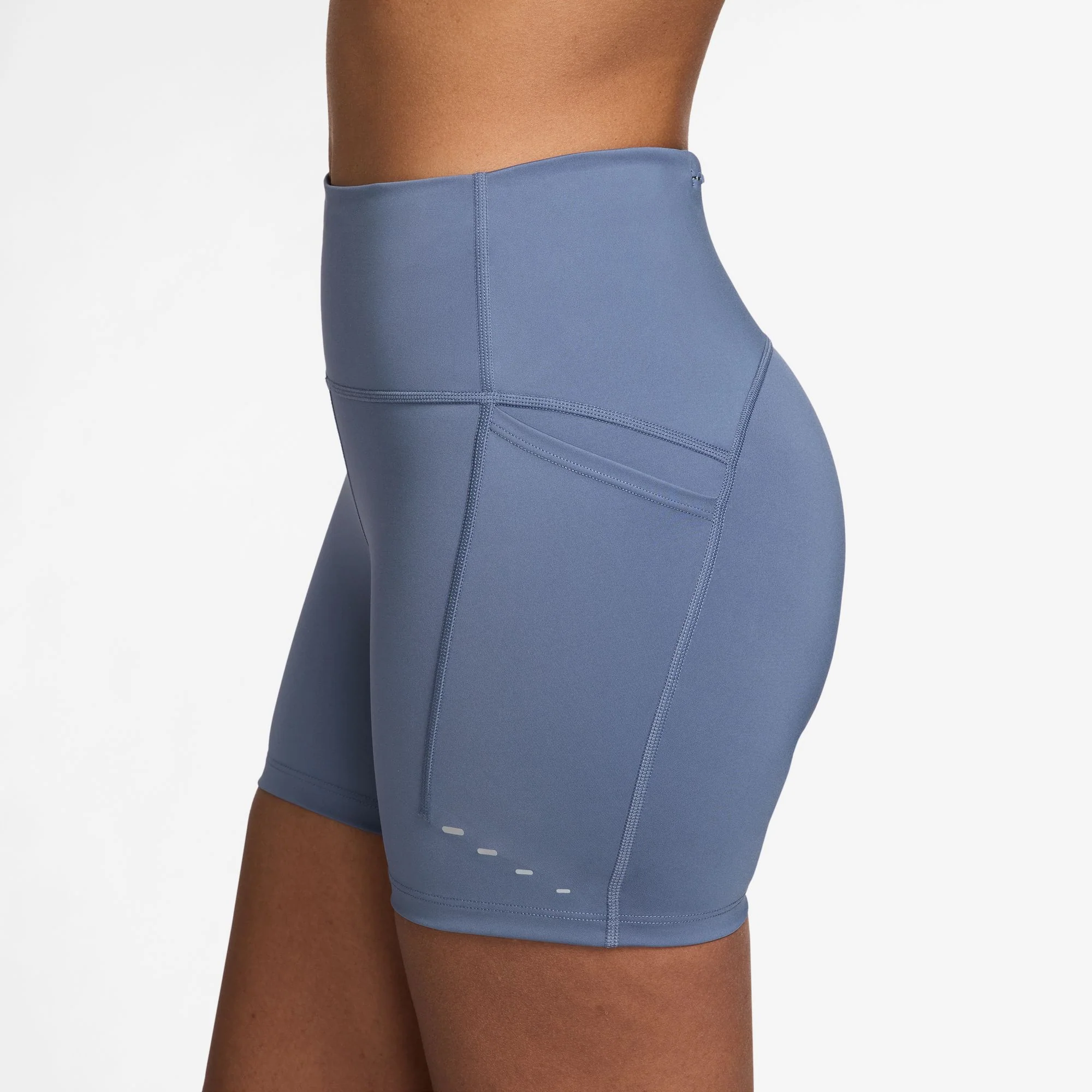 Women's Swift Women's High-Waisted 4" Tight Running Shorts with Pockets (499 - World Indigo/Reflective Silver) - Image 6