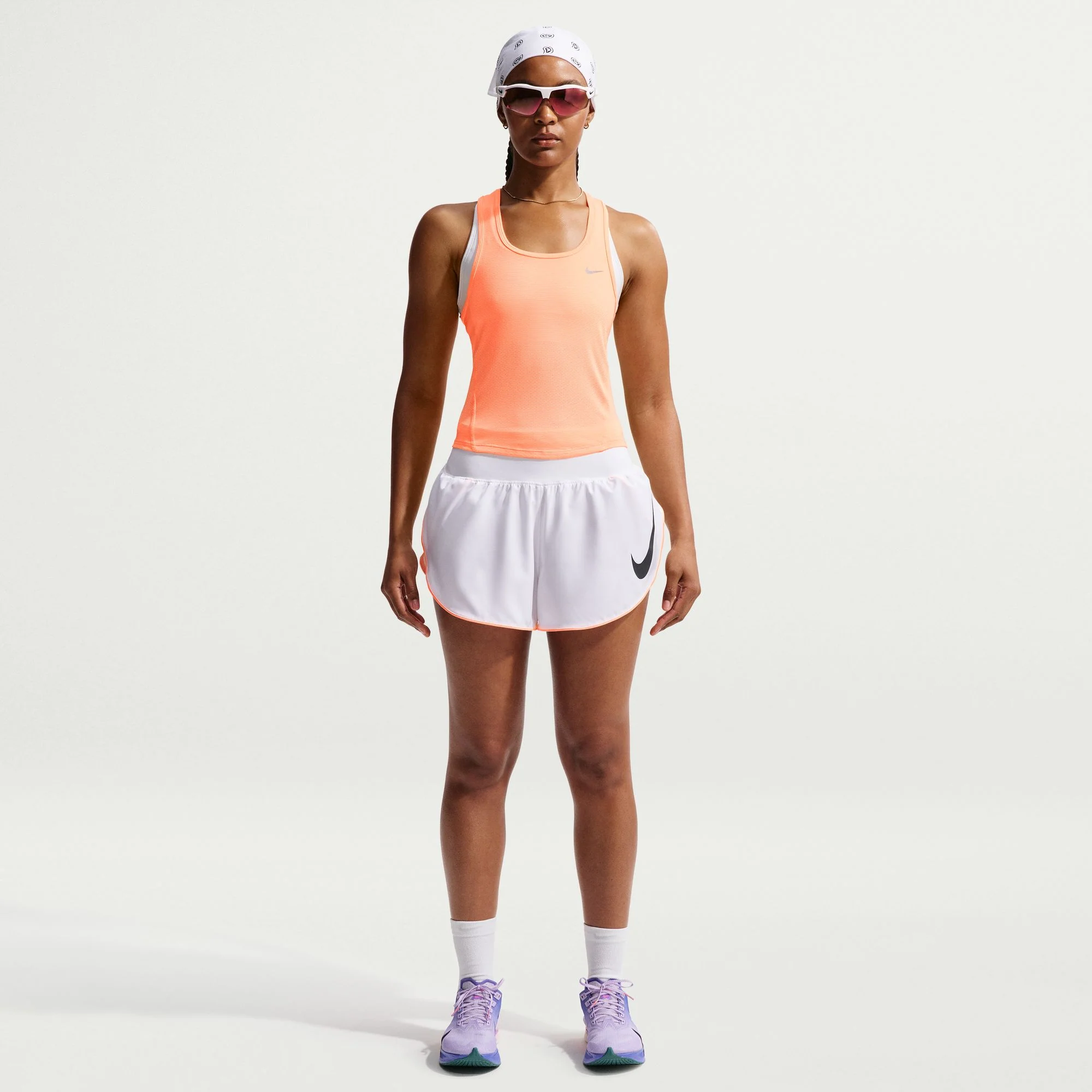 Women's Tempo Dri-FIT ADV Cropped Mesh Tank Top (852 - Orange Pulse/Photon Dust/Reflective Silver)