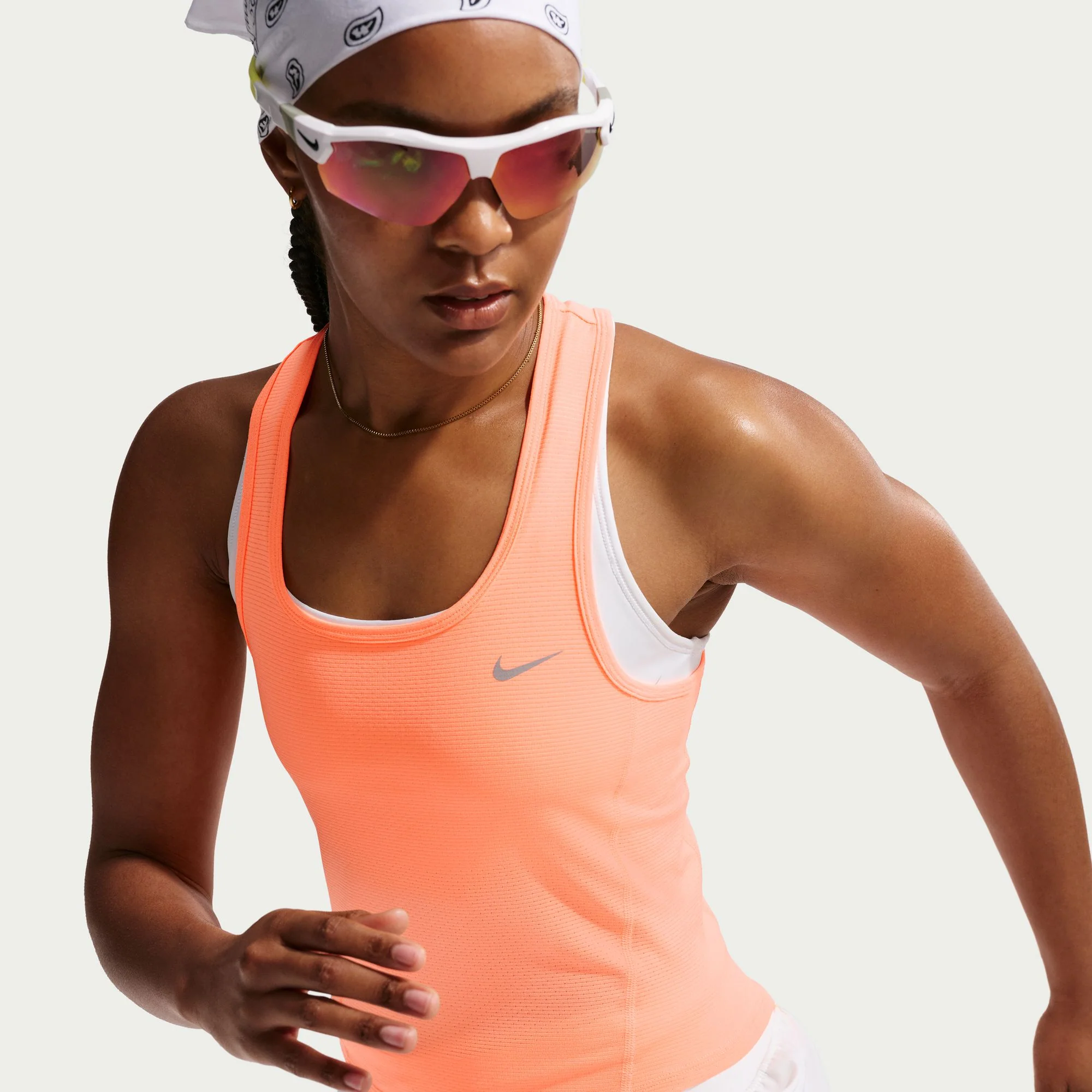 Women's Tempo Dri-FIT ADV Cropped Mesh Tank Top (852 - Orange Pulse/Photon Dust/Reflective Silver) - Image 3