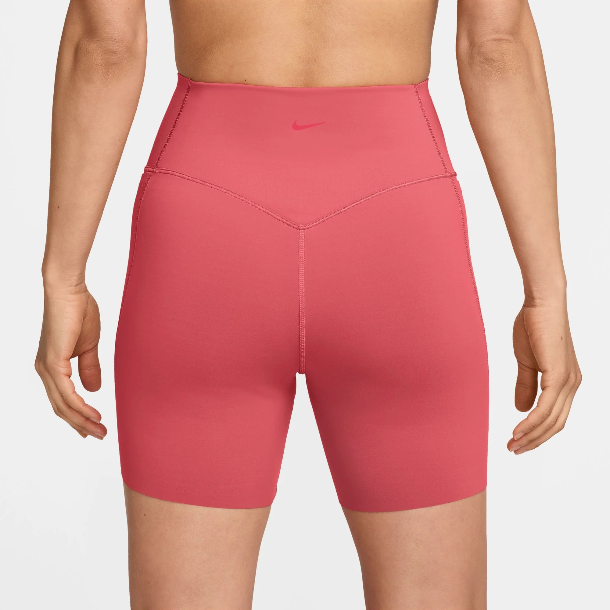 Women's Universa High-Waisted 5" Biker Shorts with No Front Seam (897 - Sea Coral/Lobster/Lt Fusion Red) - Image 2