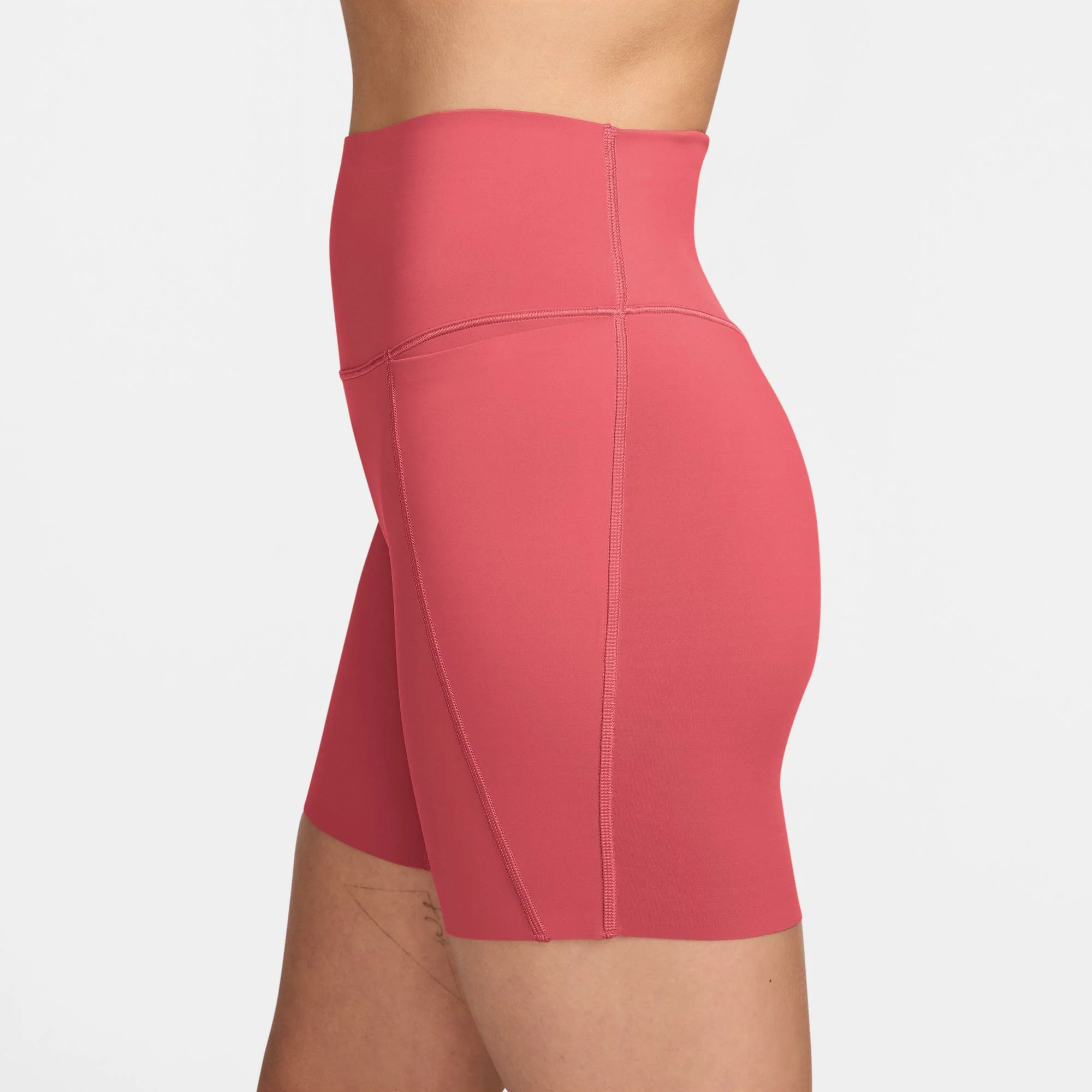 Women's Universa High-Waisted 5" Biker Shorts with No Front Seam (897 - Sea Coral/Lobster/Lt Fusion Red) - Image 3