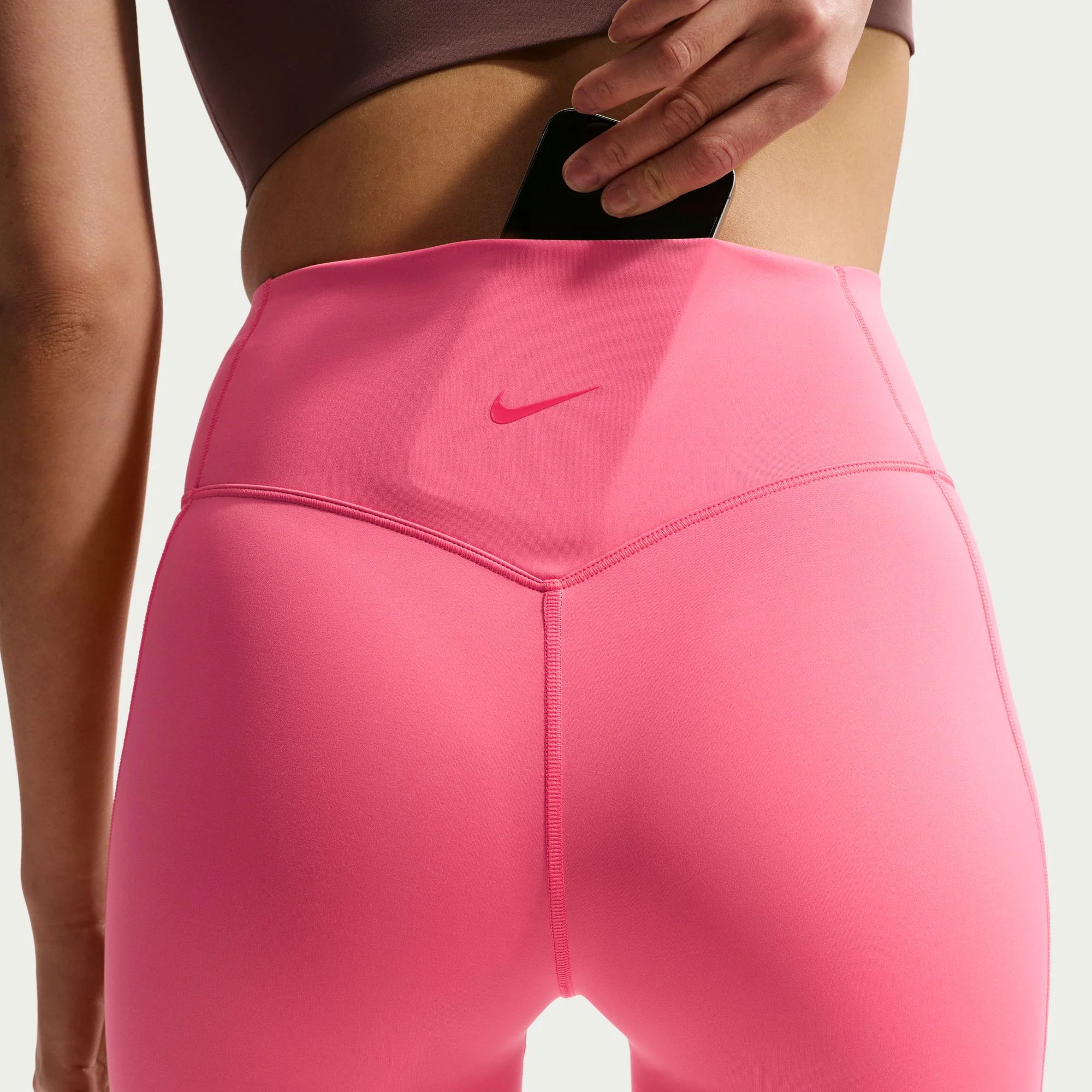 Women's Universa High-Waisted 5" Biker Shorts with No Front Seam (897 - Sea Coral/Lobster/Lt Fusion Red) - Image 4