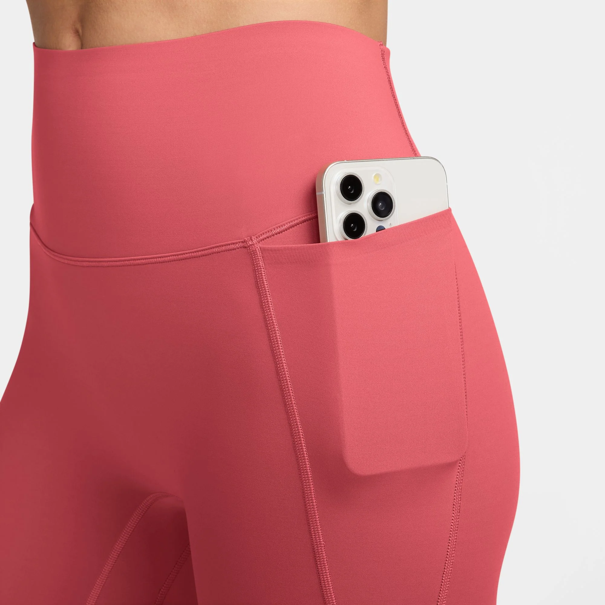 Women's Universa High-Waisted 5" Biker Shorts with No Front Seam (897 - Sea Coral/Lobster/Lt Fusion Red) - Image 5